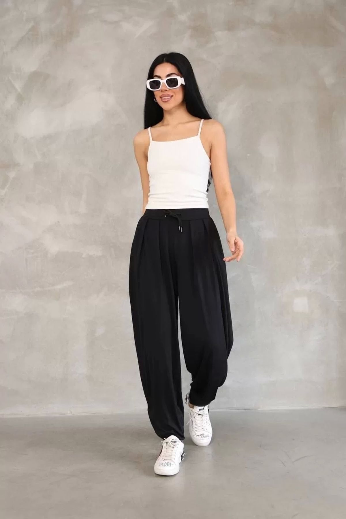 CVS Osy Modal Yumuşak Dokulu Kumaş Şalvar Pantalon - Siyah
