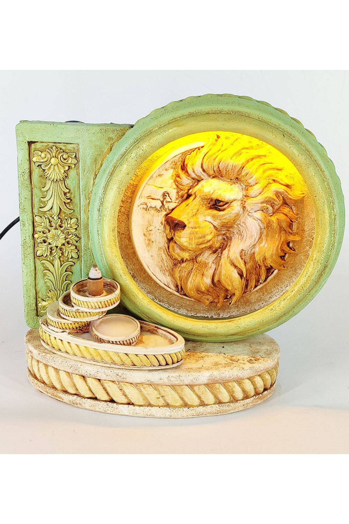 Craftmaket Barok Halka Aslan Tasarımı Geri Akış Tütsülük Işıklı