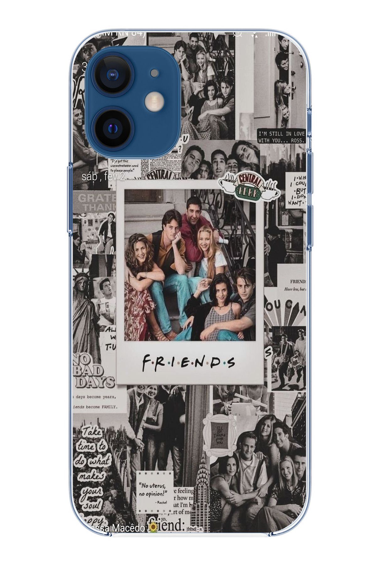 TechTree iPhone 12 Mini Uyumlu Friends Nostalji Tasarımlı Tasarımlı Şeffaf Silikon Kılıf