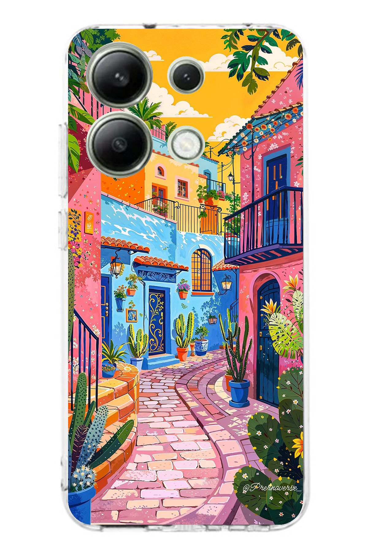 TechTree Redmi Note 13 4G Uyumlu Renkli Sanat Sokak Silikon Kılıf