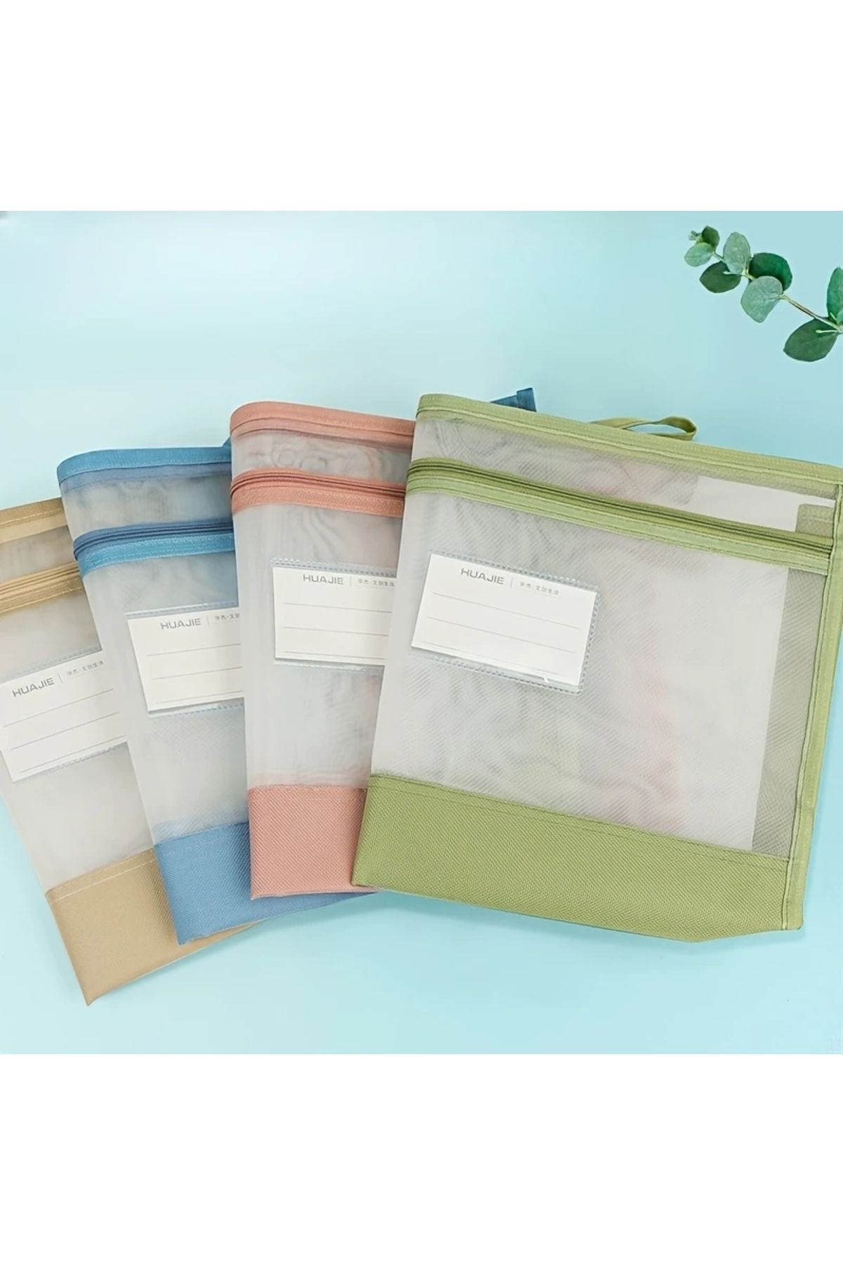 GlassySKY-Double Layer Zippered Transparent Mesh Storage Bag,School Office Work Organizer Briefcase 7