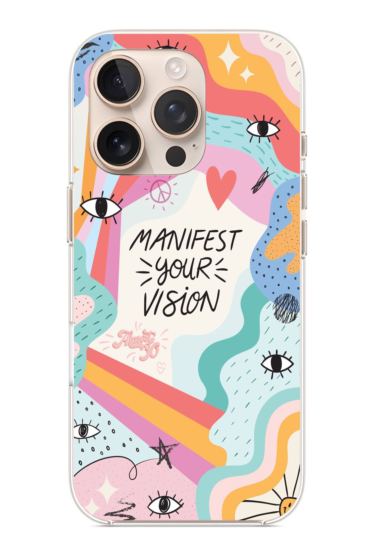 TechTree iPhone 16 Pro Max Uyumlu Manifest your vision Vizyon Tasarımlı Şeffaf Silikon Kılıf