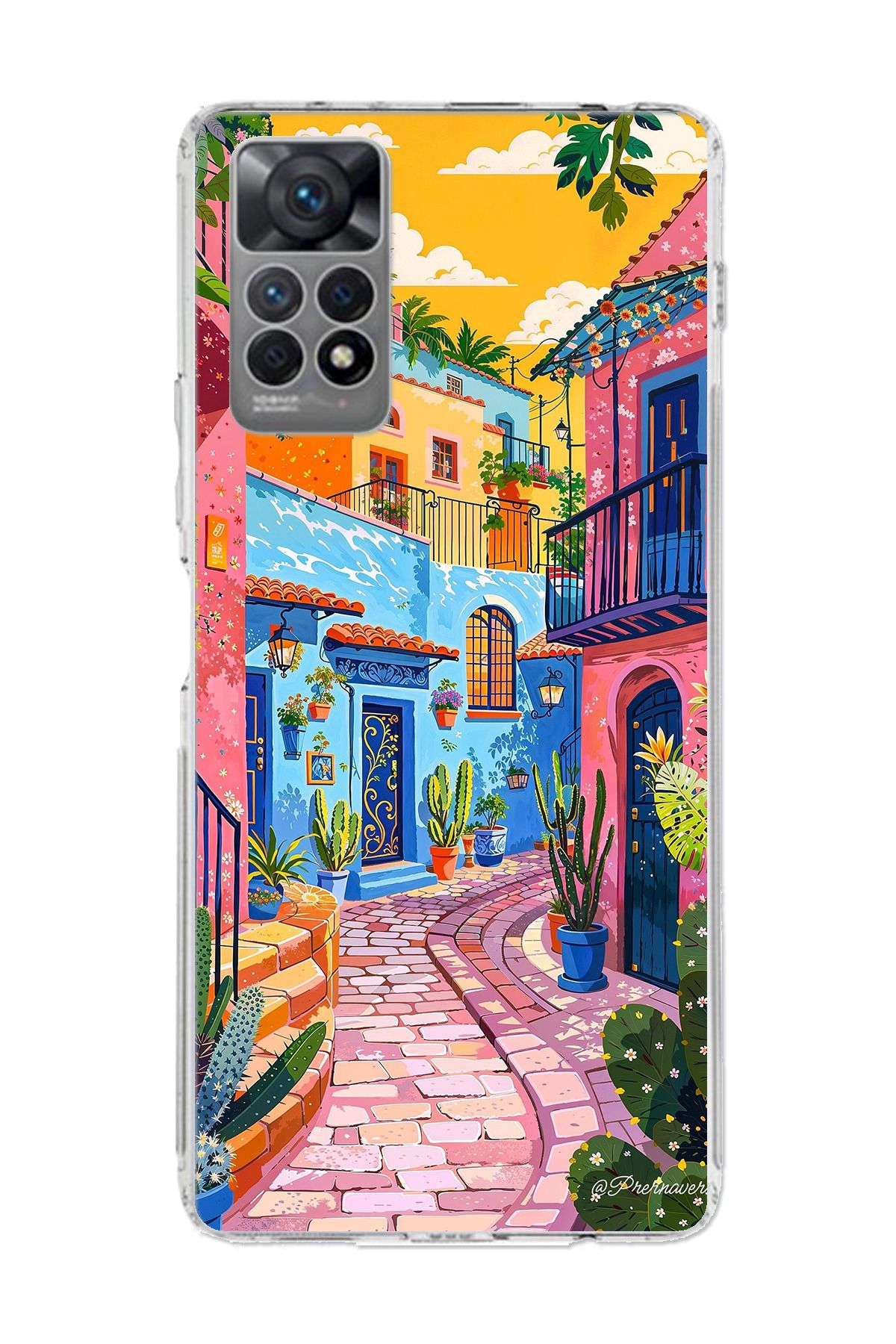 TechTree Redmi Note 12 PRO 4G Uyumlu Renkli Sanat Sokak Silikon Kılıf