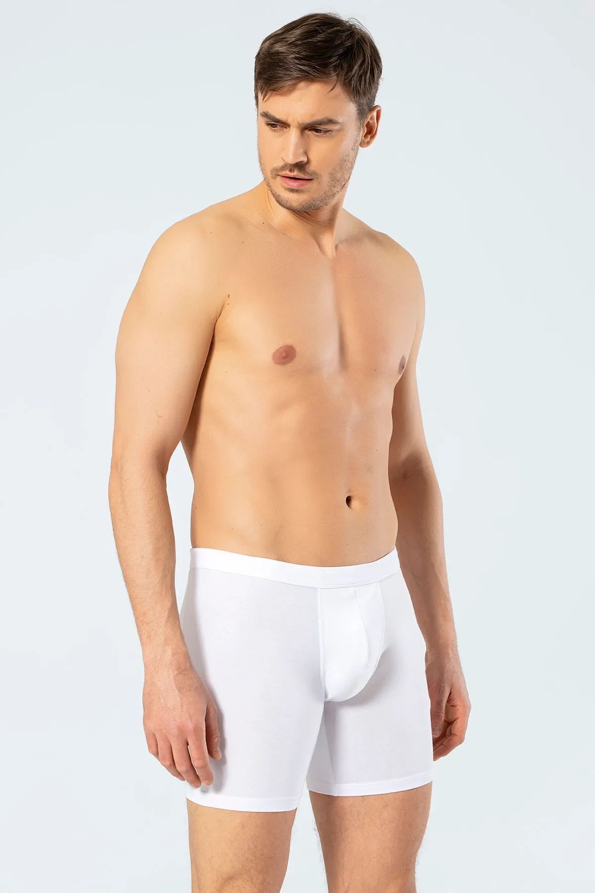 Cacharel 1336 Erkek Bel Bantlı Likralı Uzun Paçalı Boxer-beyaz