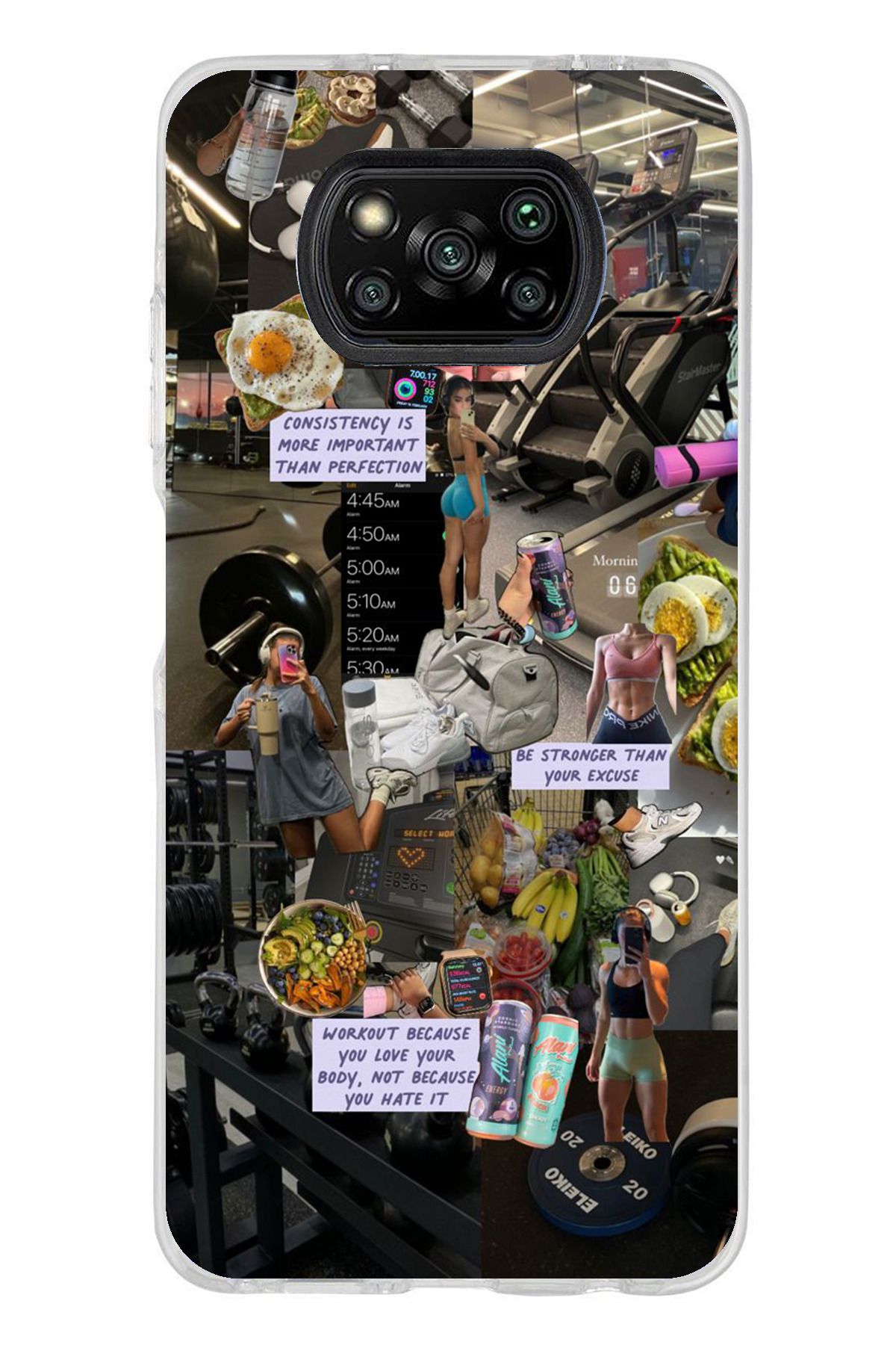 TechTree Poco X3 / NFC / PRO Uyumlu Gym Spor Fitness Motivasyon Şeffaf Silikon Kılıf