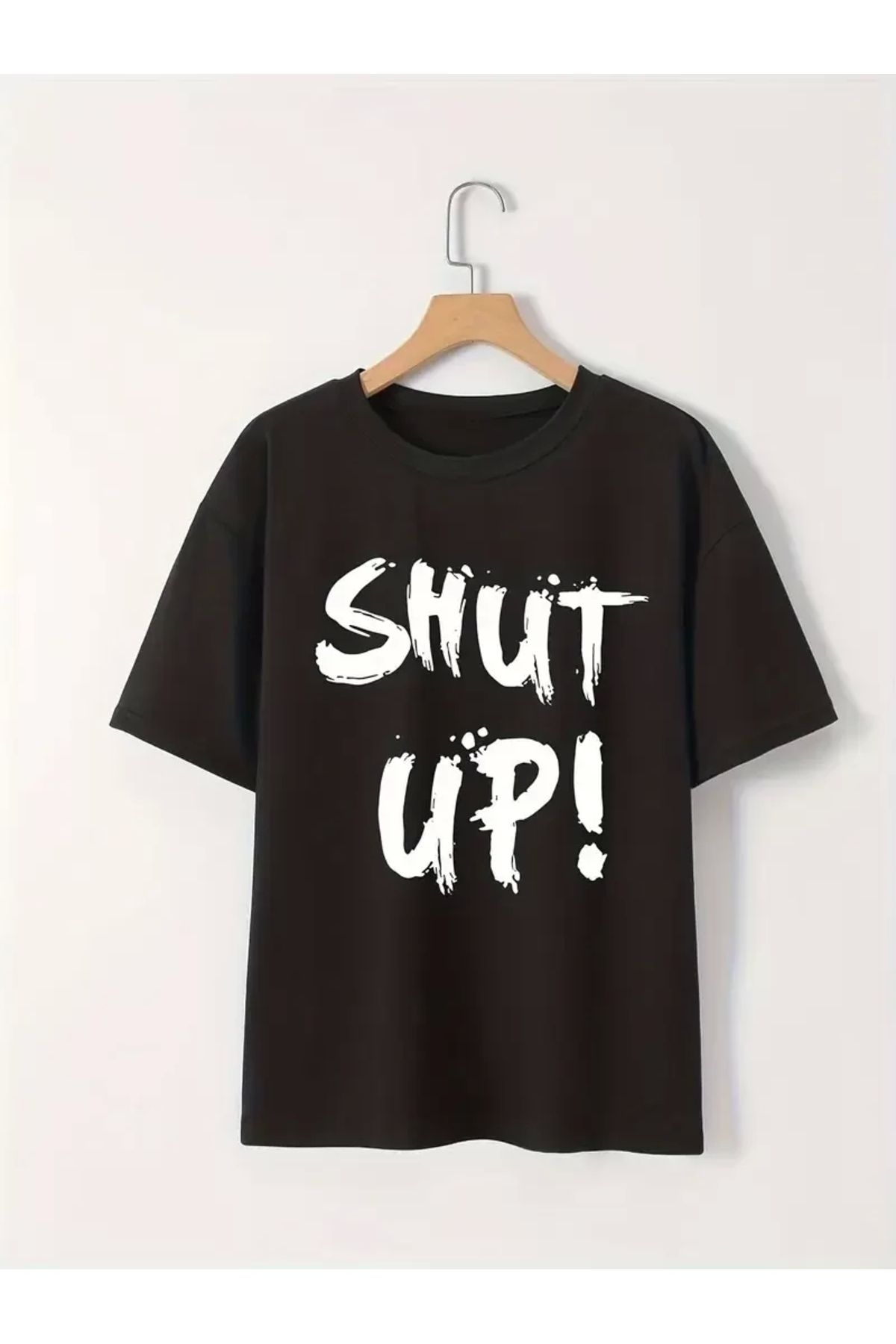 CVS Baskılı Oversize Bisiklet Yaka T-shirt - Siyah