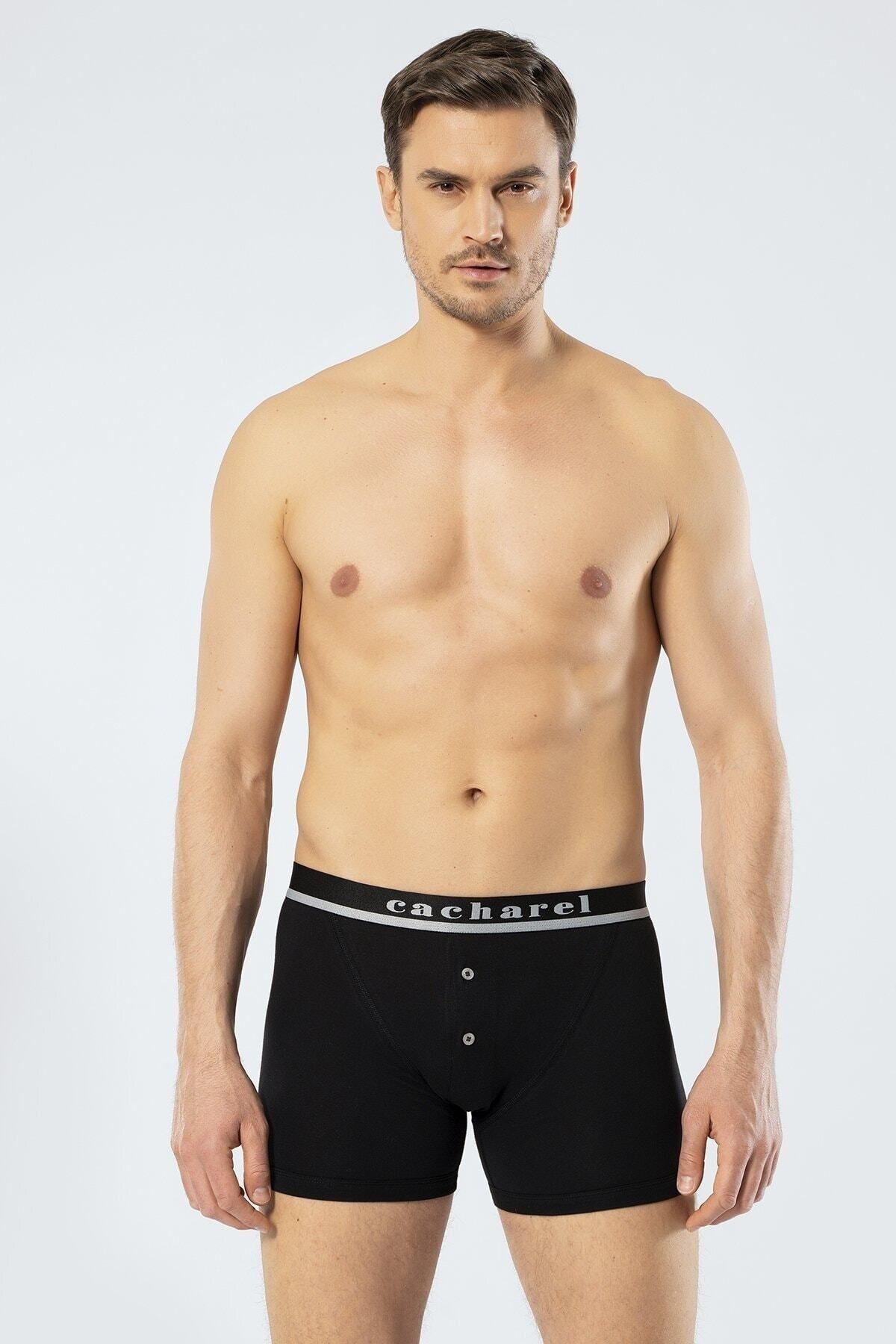 Cacharel Yazılı Düğmeli Erkek Boxer %95 Pamuk %5 Likralı