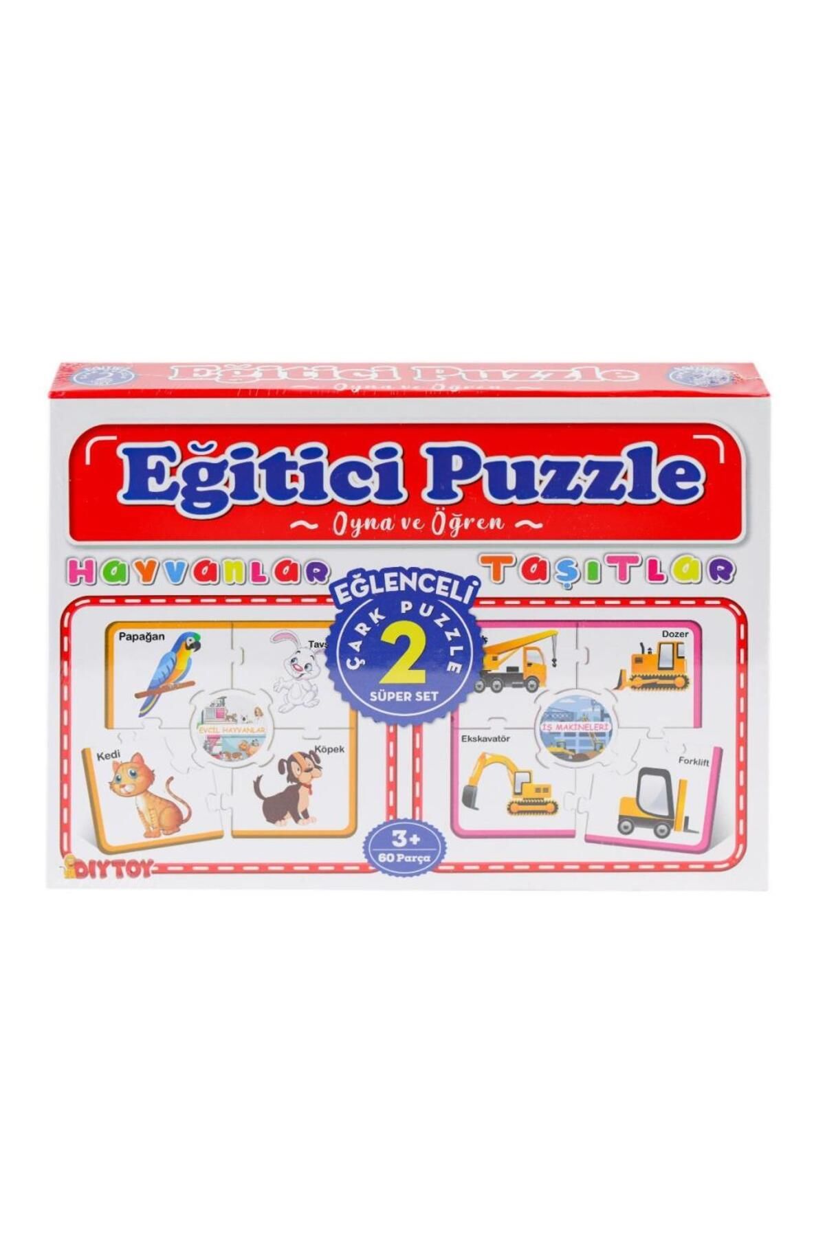 Shop58 Nessiworld 7196 Çark Puzzle Hayvanlar Taşıtlar 60 Parça -Dıytoy