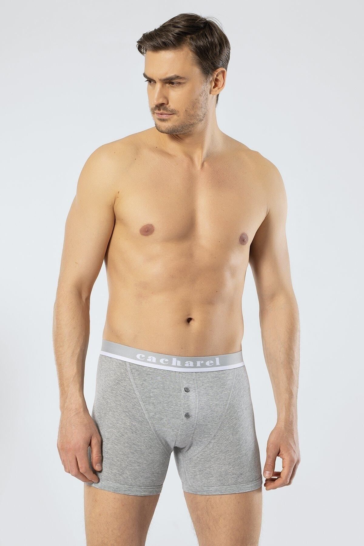 Cacharel Yazılı Düğmeli Erkek Boxer %95 Pamuk %5 Likralı