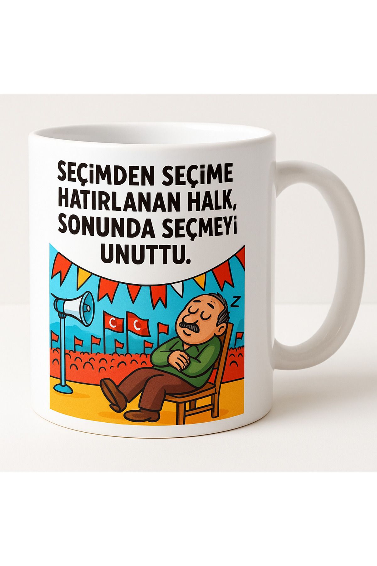 porselen Seçmen Uykuda Karikatürlü Kupa – Tarafsız Siyasi Mizah
