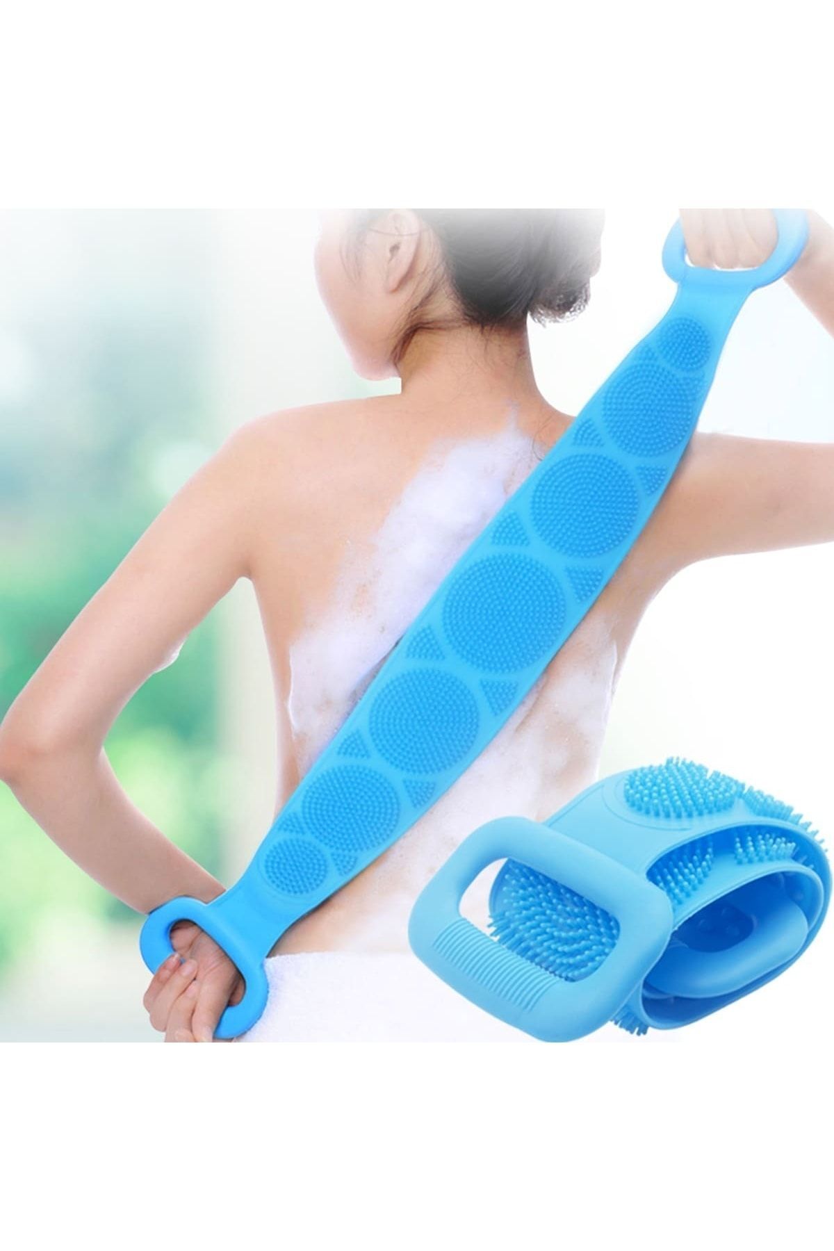 Ecosell Çift Taraflı Silikon Banyo Sırt Kesesi Duş Lifi Tükenmez Lif Mavi