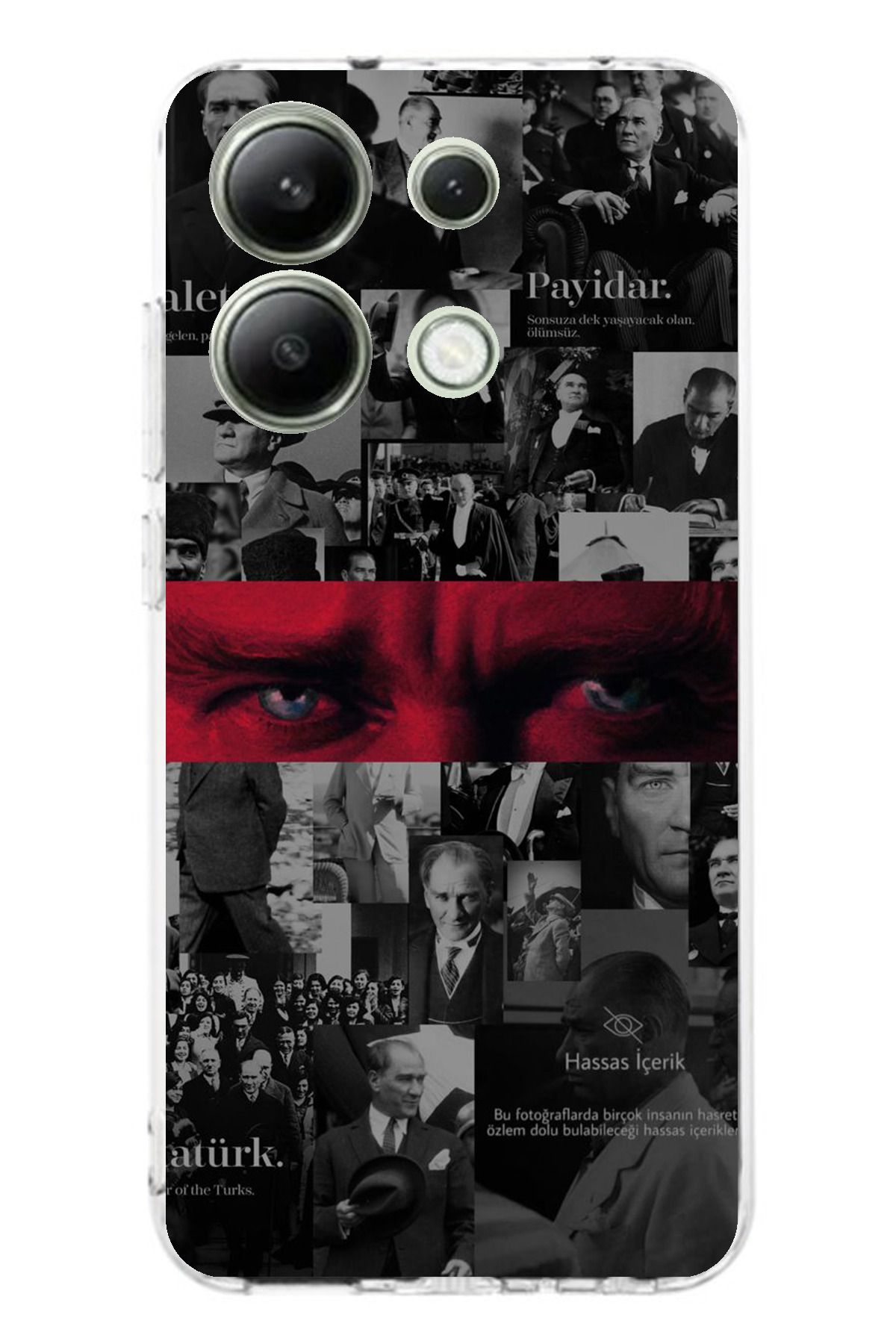 TechTree Redmi Note 13 4G Uyumlu Atatürk Gözler Tasarım Şeffaf Silikon Kılıf