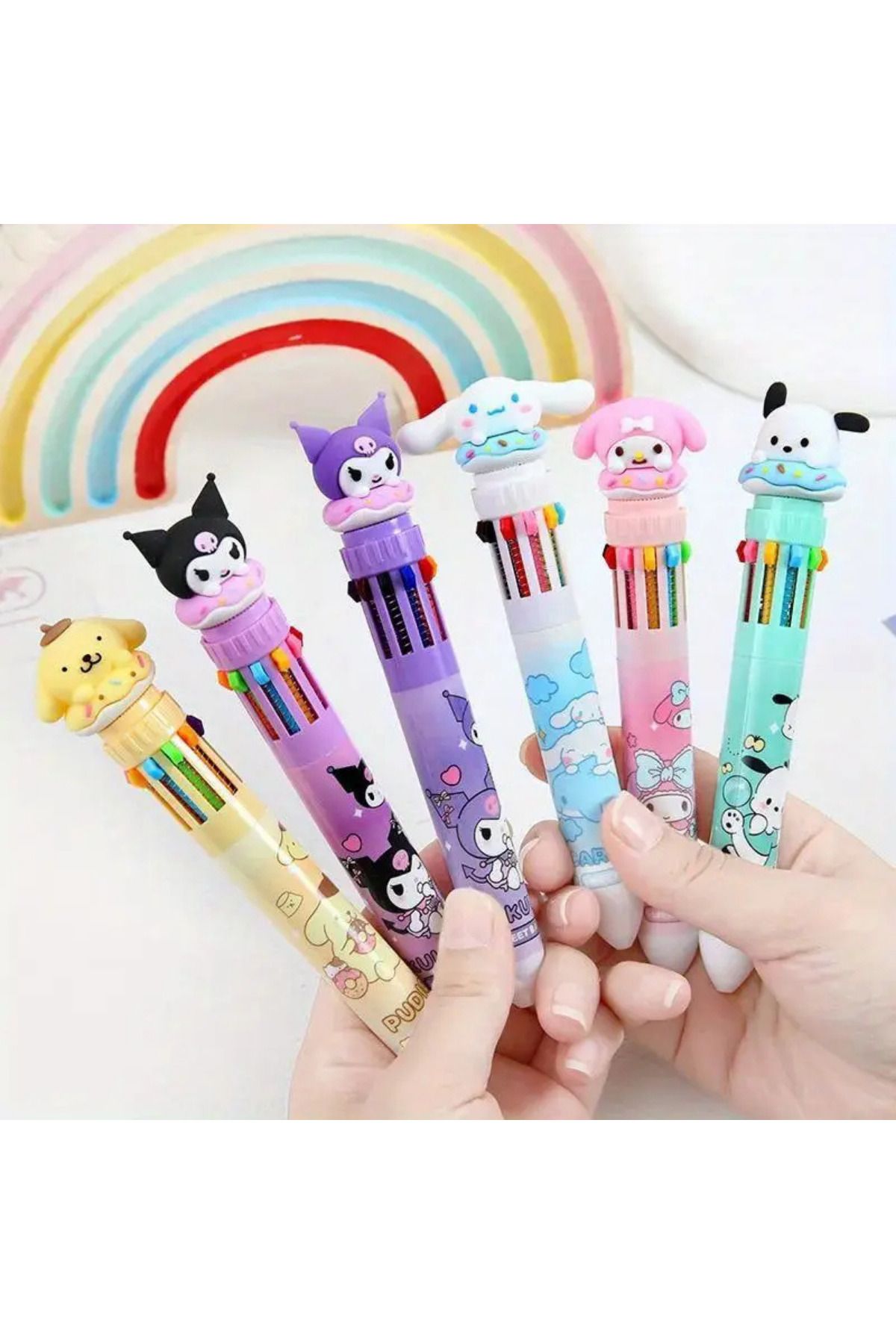 NaSaDAN Kuromi Sanrio 10 Renk Çoklu Tükenmez Kalem 1 Adet