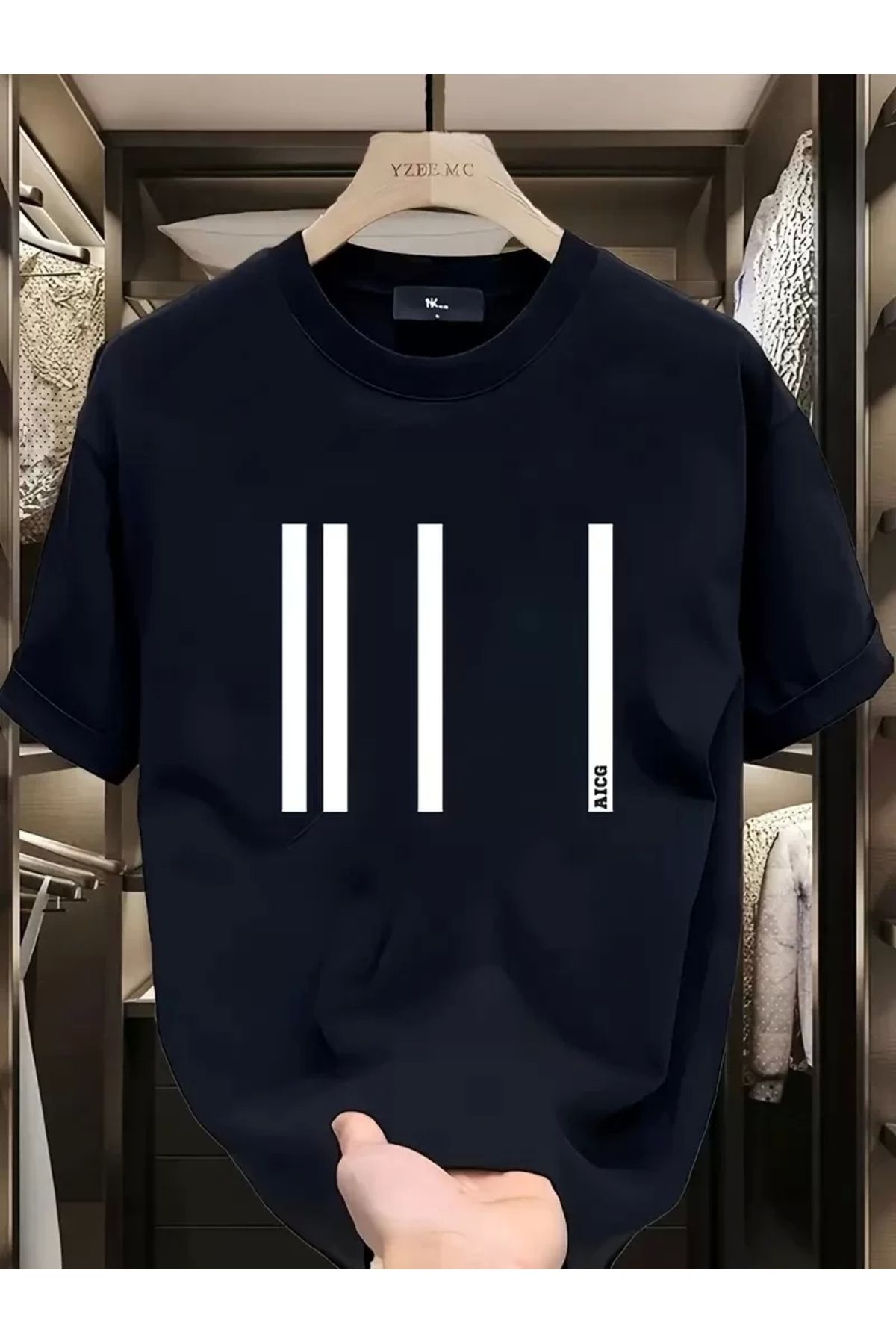 CVS AICG Baskılı Kadın Oversize Bisiklet Yaka T-shirt - Siyah
