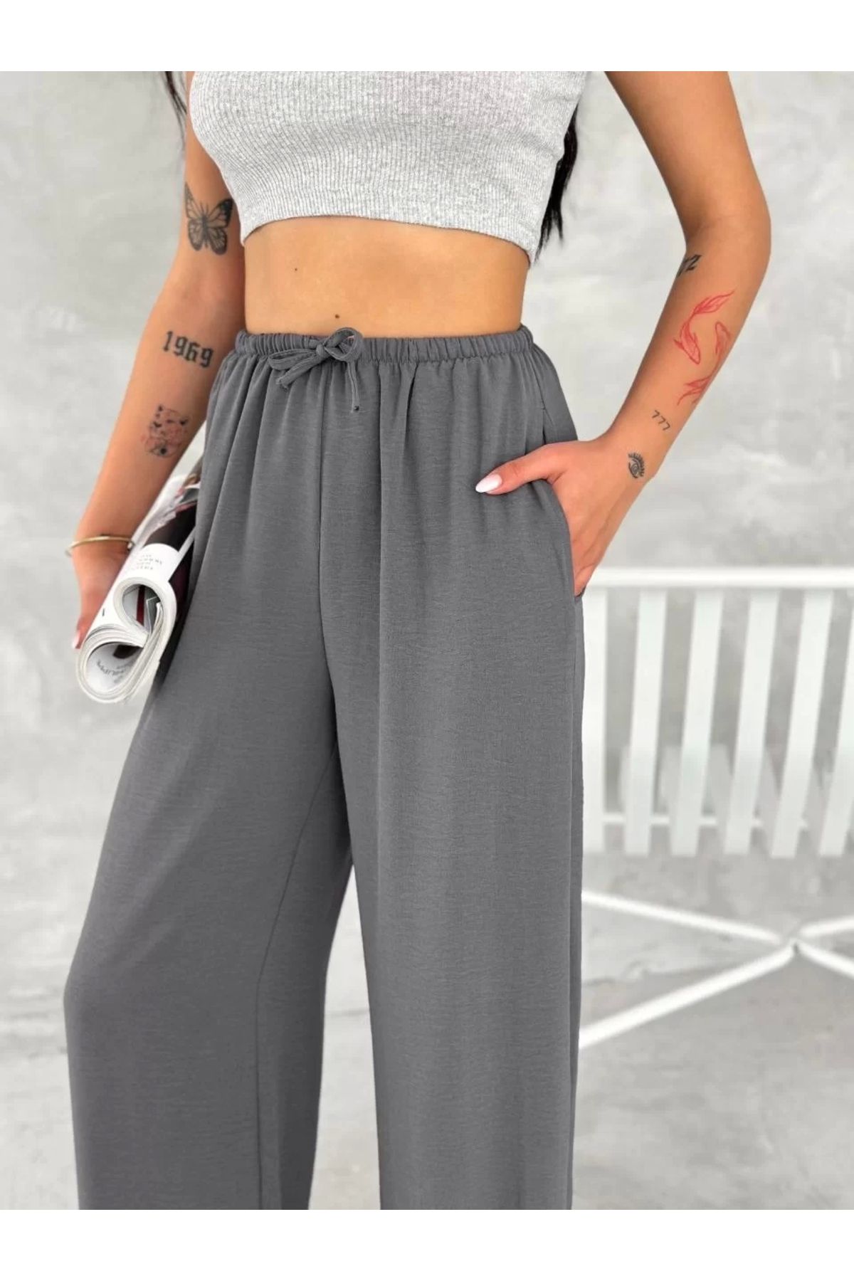CVS Ayrobin Oversize Kadın Pantalon - Füme
