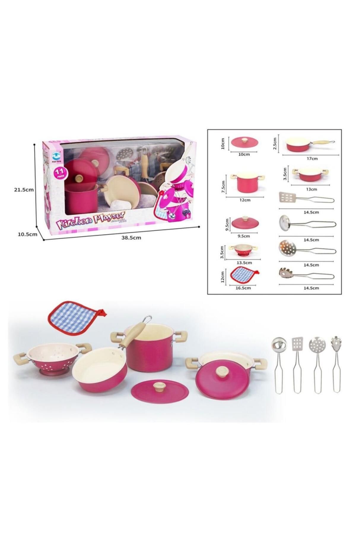 Shop58 Nessiworld 3815-6A Emaye Tencere 11 Parça Pembe -Vardem Oyuncak