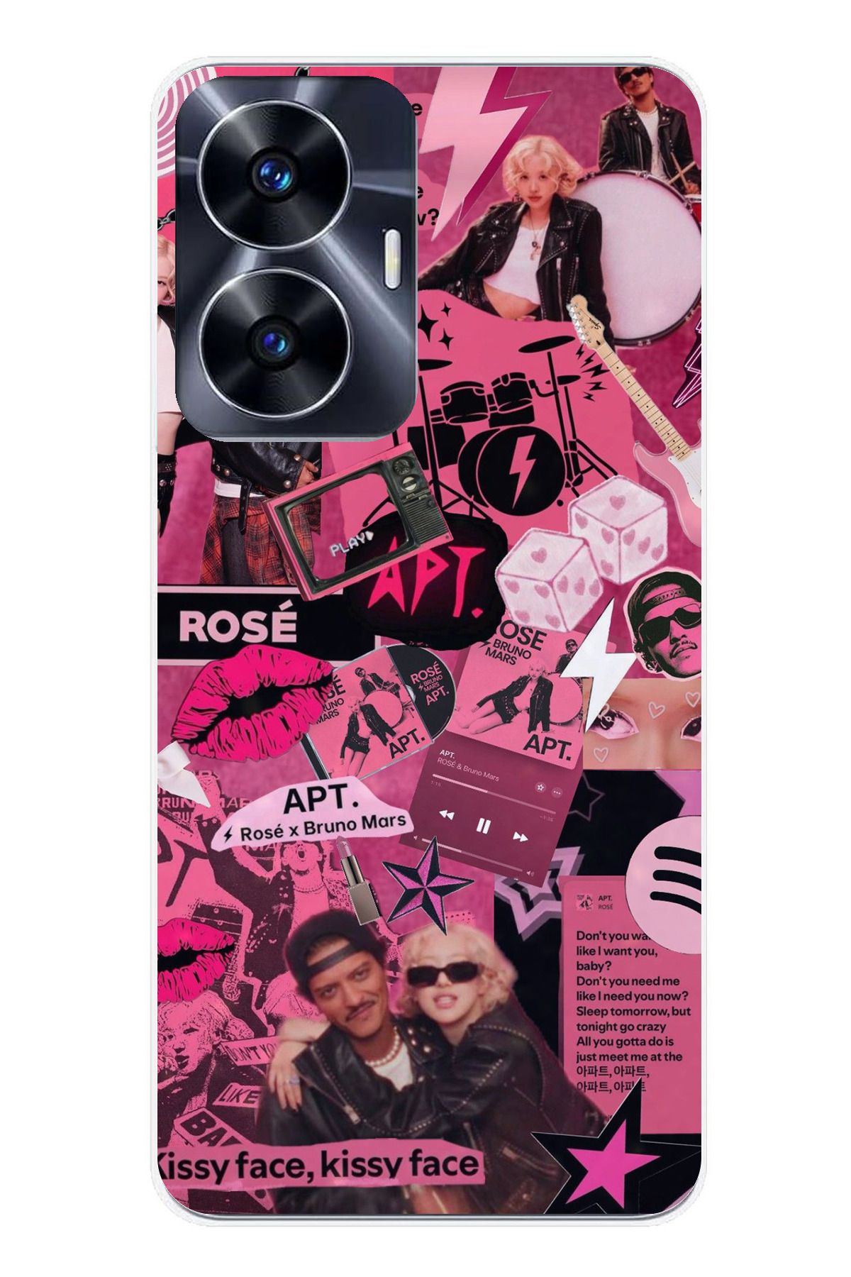 TechTree Realme C55 Uyumlu Blackpink Kolaj Şeffaf Silikon Kılıf