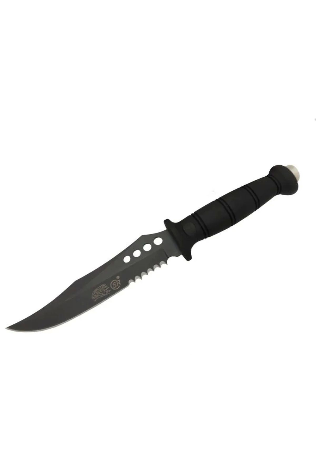 YNT İthalat Sr S008b Lejyoner Tırtıklı Outdoor Bıçağı 29 Cm - Kauçuk Sap, Perçinli