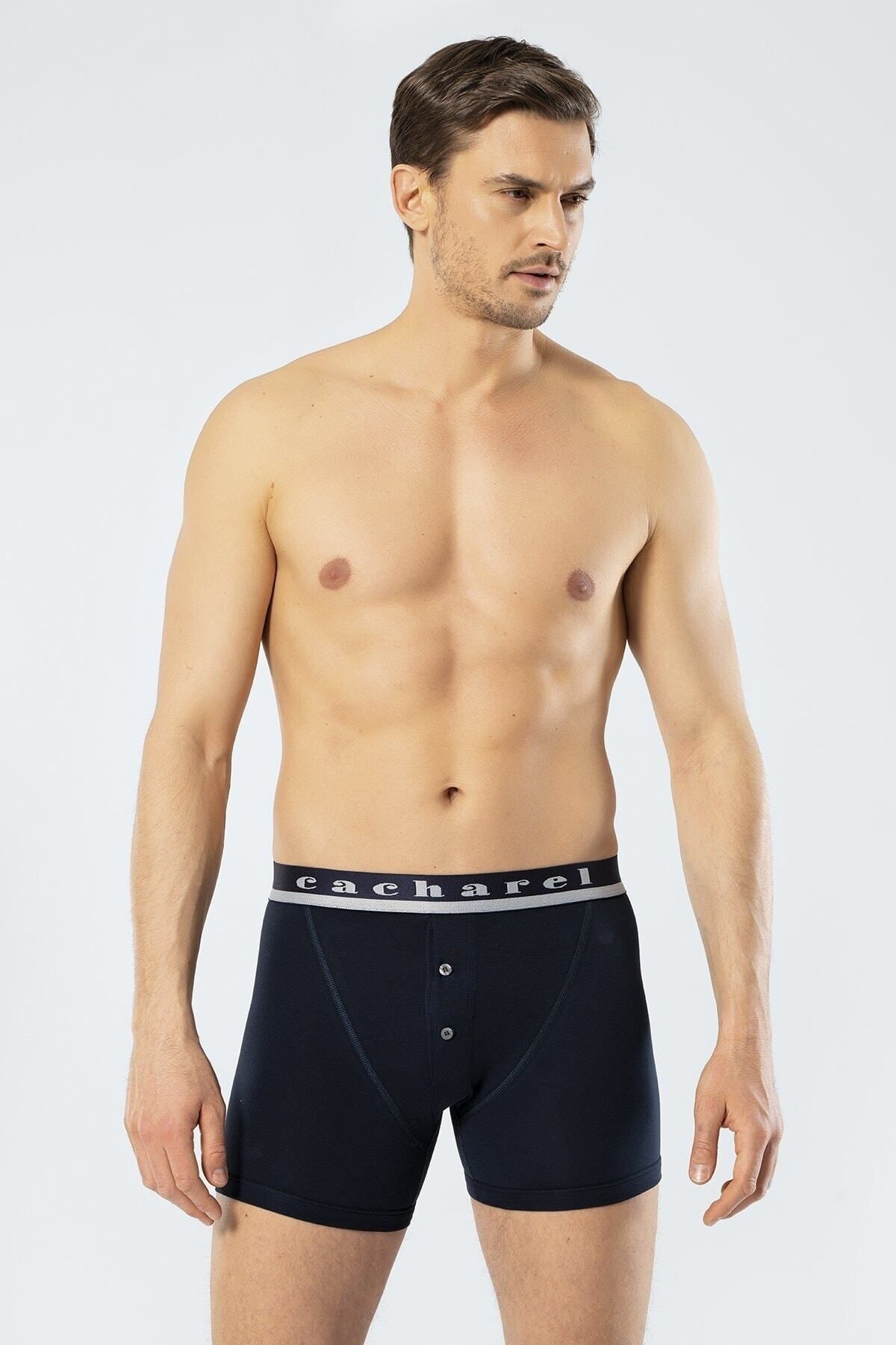 Cacharel Yazılı Düğmeli Erkek Boxer %95 Pamuk %5 Likralı