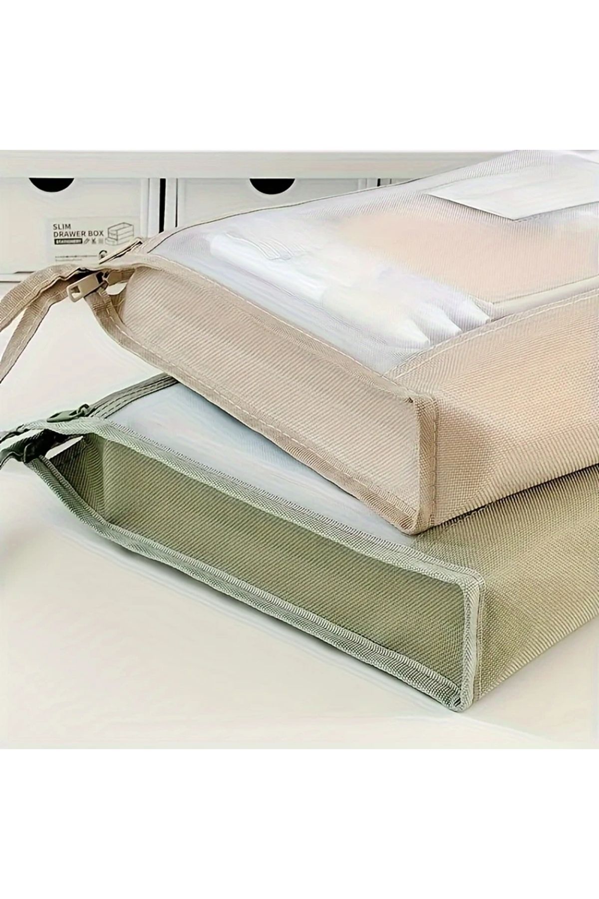 GlassySKY-Double Layer Zippered Transparent Mesh Storage Bag,School Office Work Organizer Briefcase 5