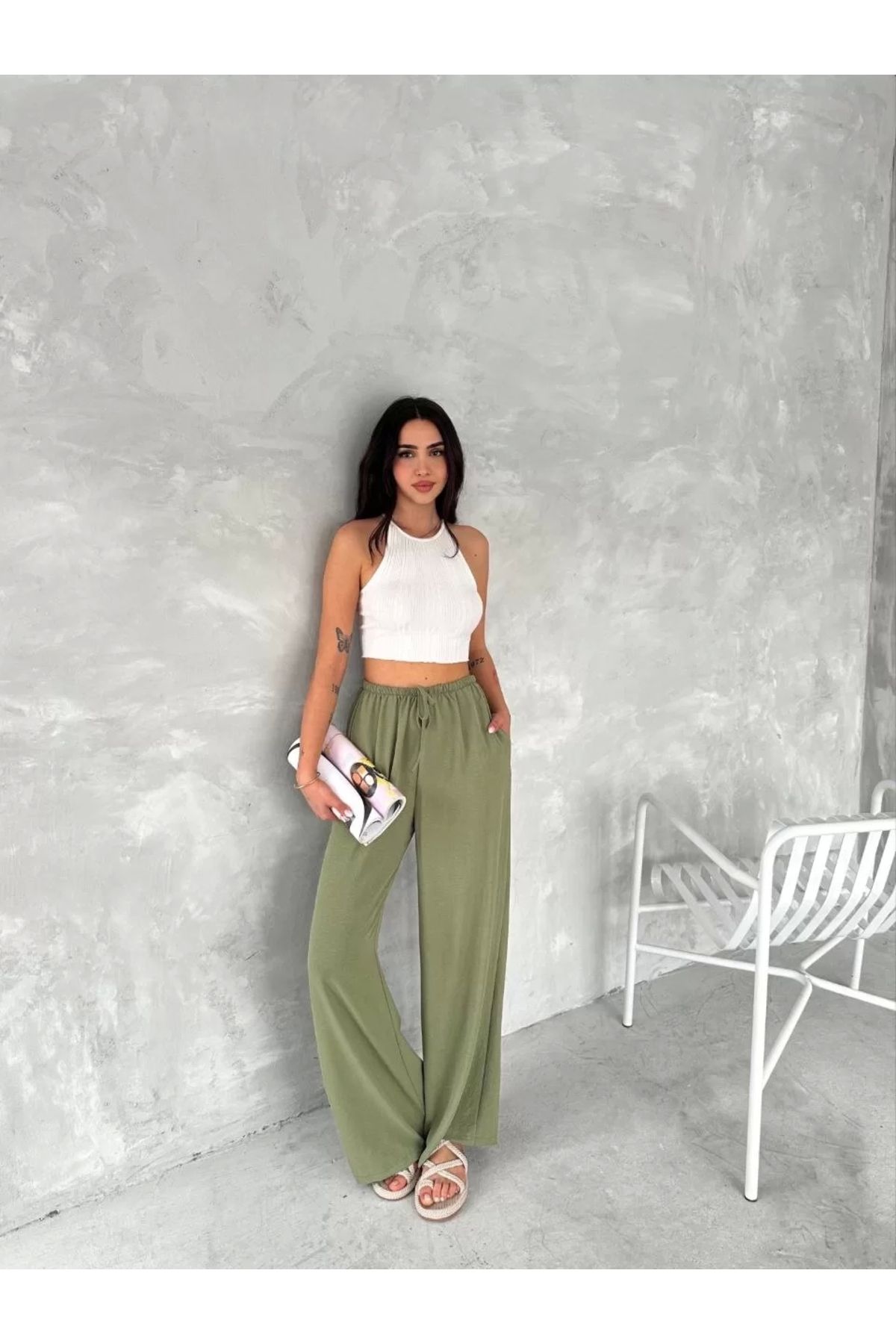 CVS Ayrobin Oversize Kadın Pantalon - Mint Yeşili