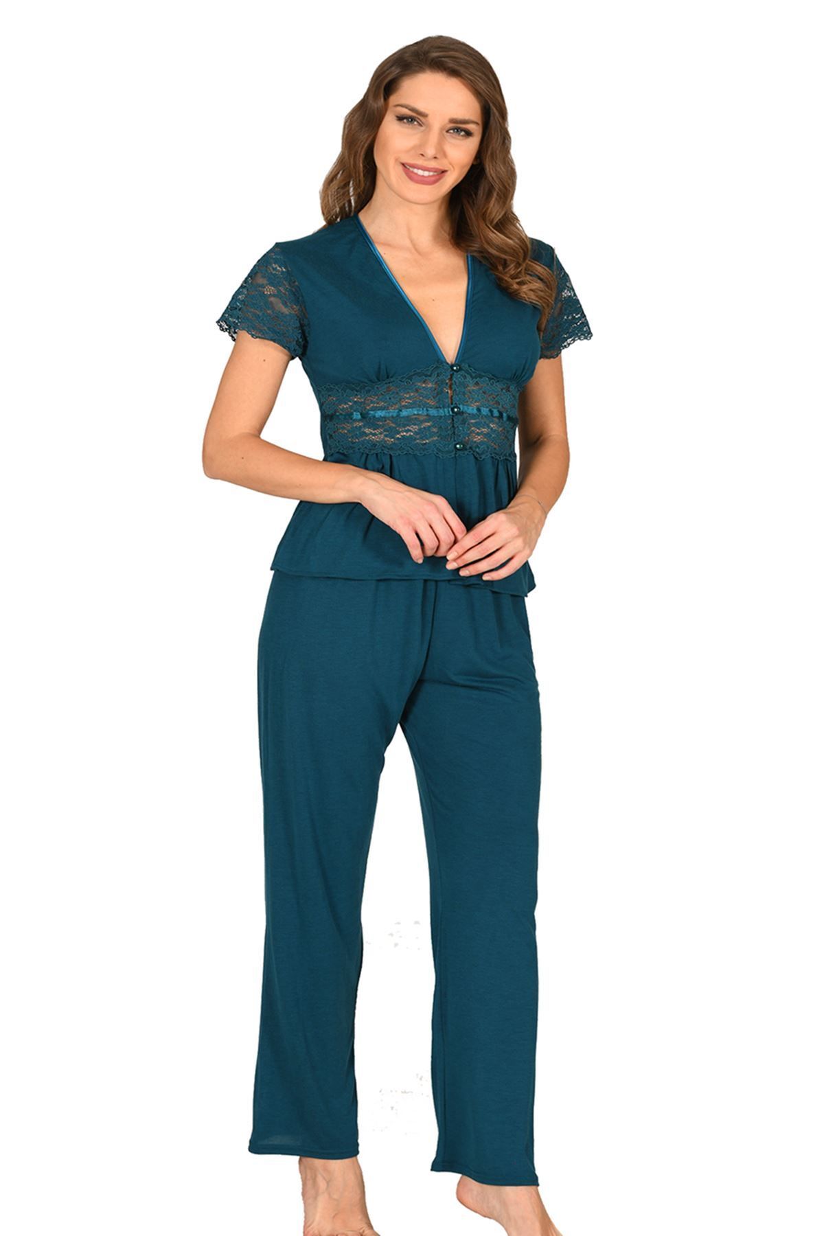 Apollo Butik Petrol Yeşili Penye Pijama Takımı