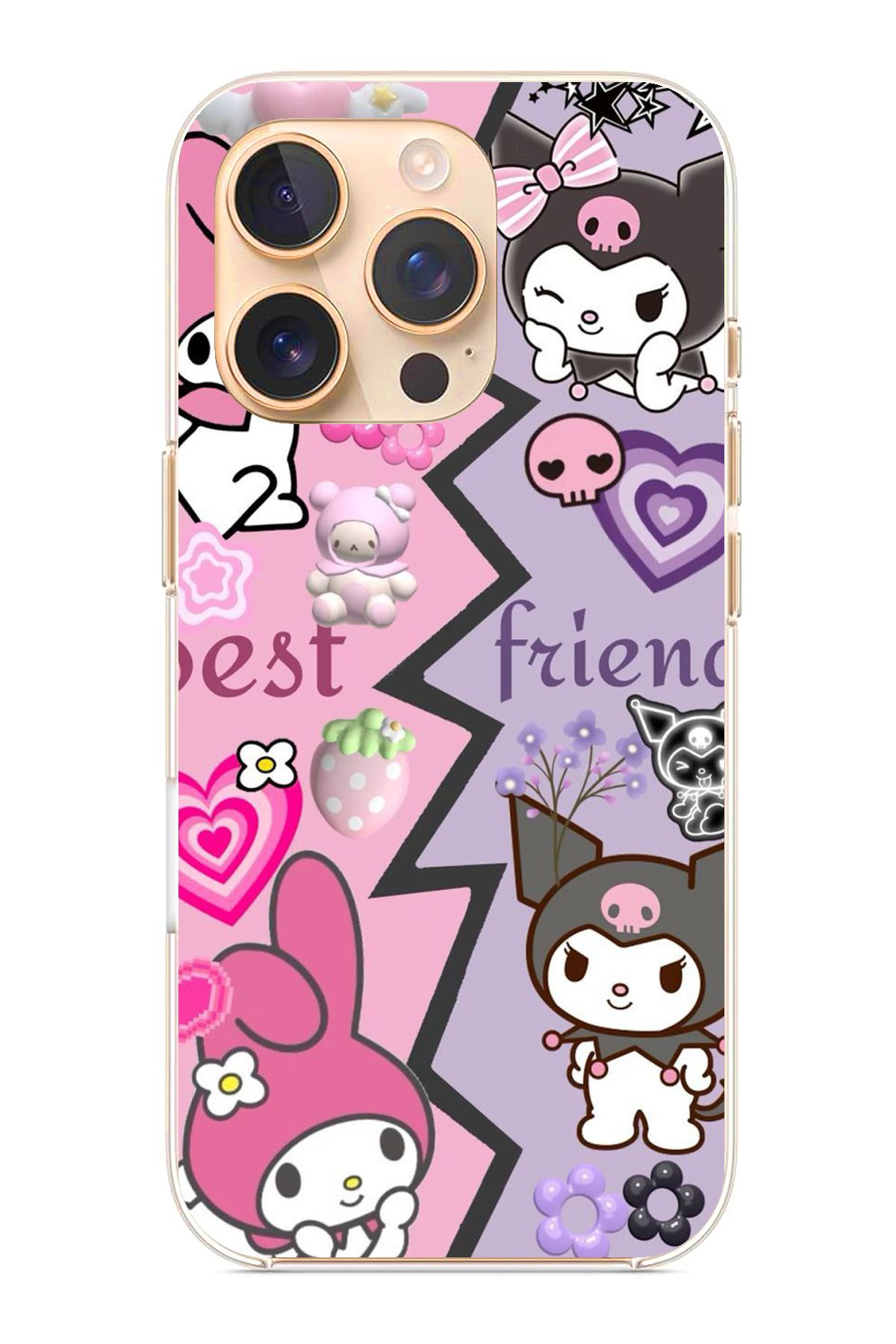 TechTree iPhone 16 Pro Uyumlu Best Friend Tasarımlı Şeffaf Silikon Kılıf