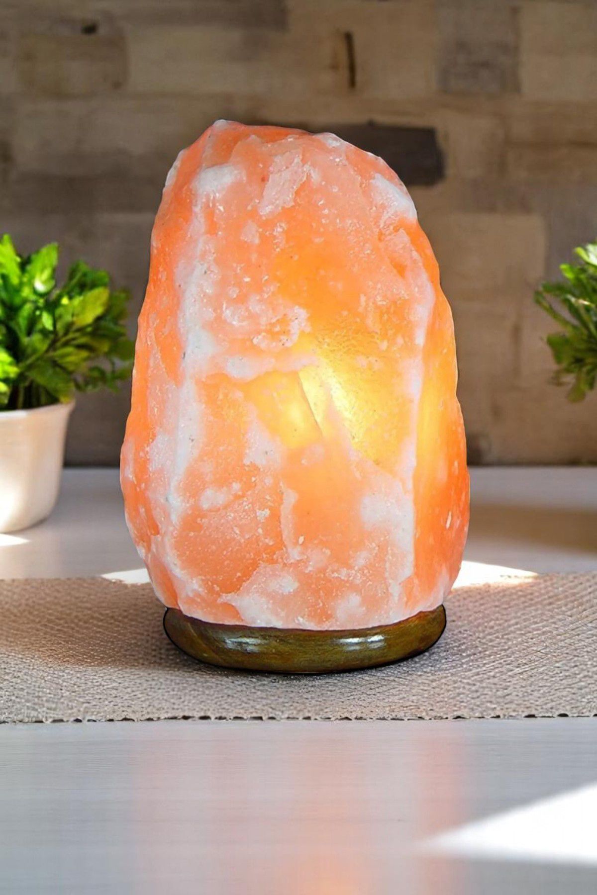Nurnivus Doğal Himalaya Tuz Lambası 2-3 Kg Pembe Turuncu renk Himalaya Tuz Masa Lambası Aç Kapa Düğmeli
