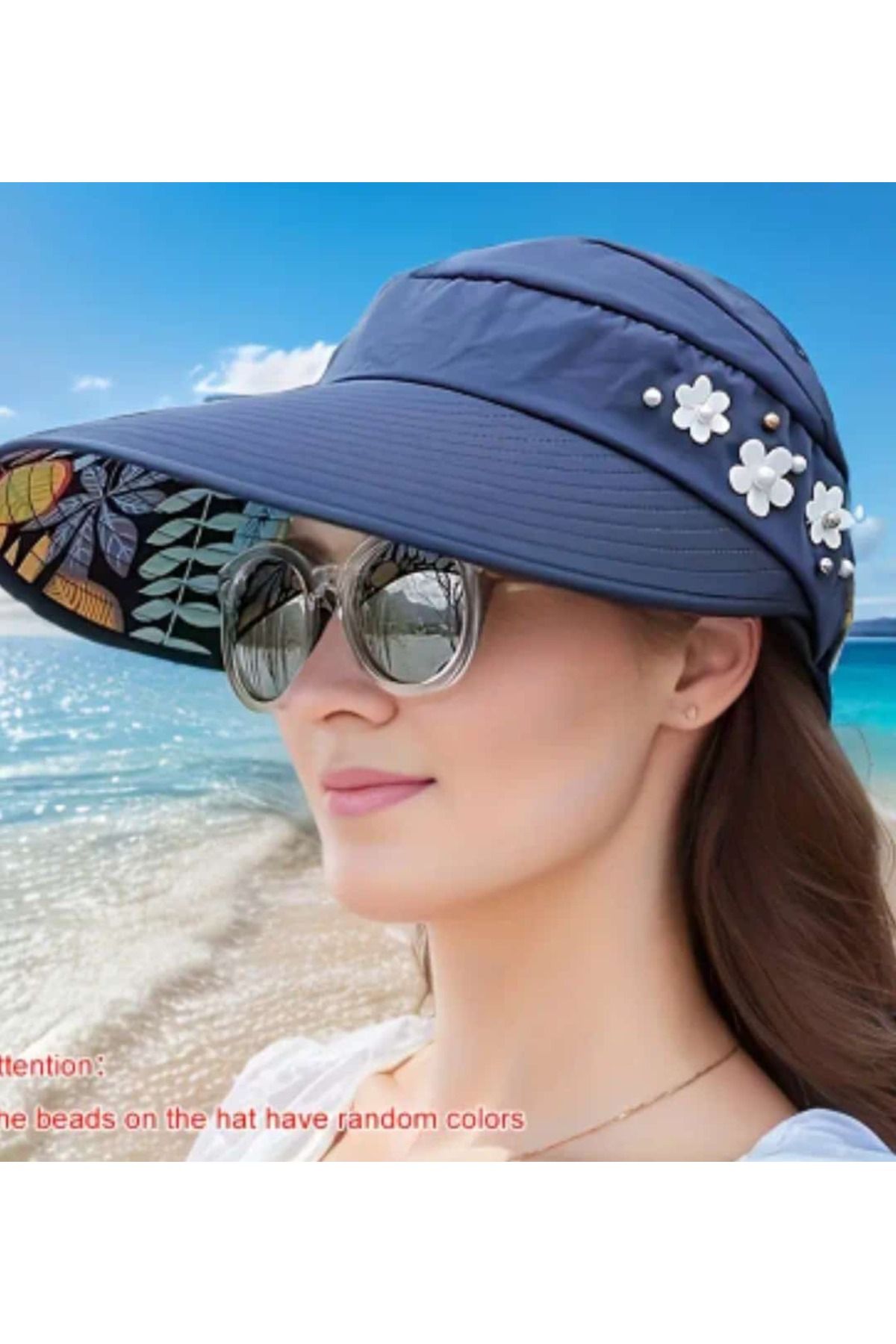 ÇEÇEN HOME Kadınlar İçin Katlanabilir Hafif Polyester Geniş Kenarlı Güneş Şapkası