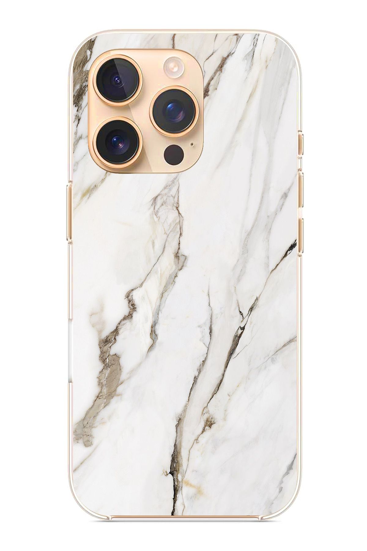 TechTree iPhone 16 Pro Uyumlu Beyaz Mermer Şeffaf Silikon Kılıf