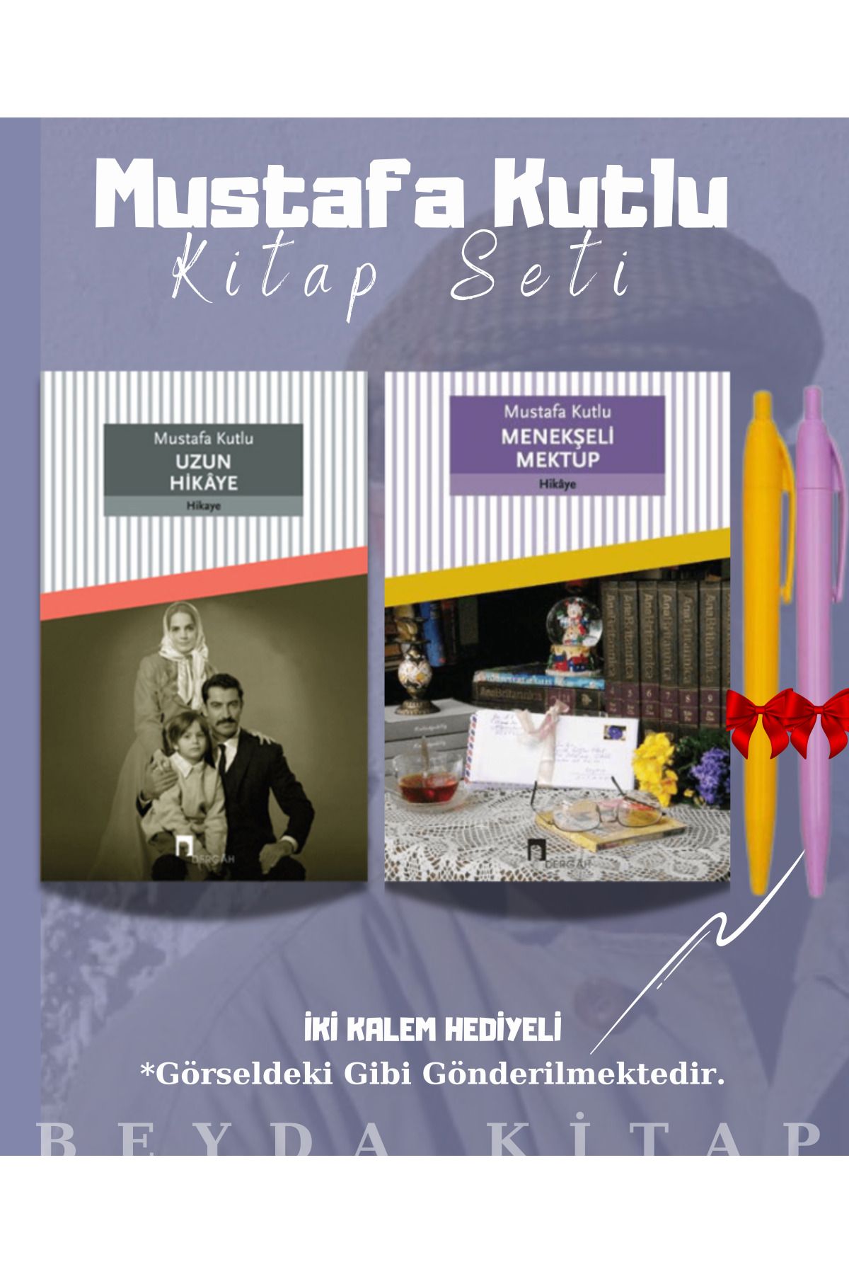 Dergah Yayınları Uzun Hikaye - Menekşeli Mektup - Mustafa Kutlu - Kitap Seti - Kalem Hediyeli