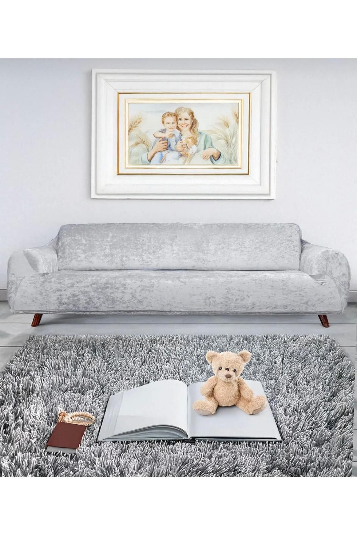 Home Kadife Geçirmeli Koltuk Örtü Seti 3+3