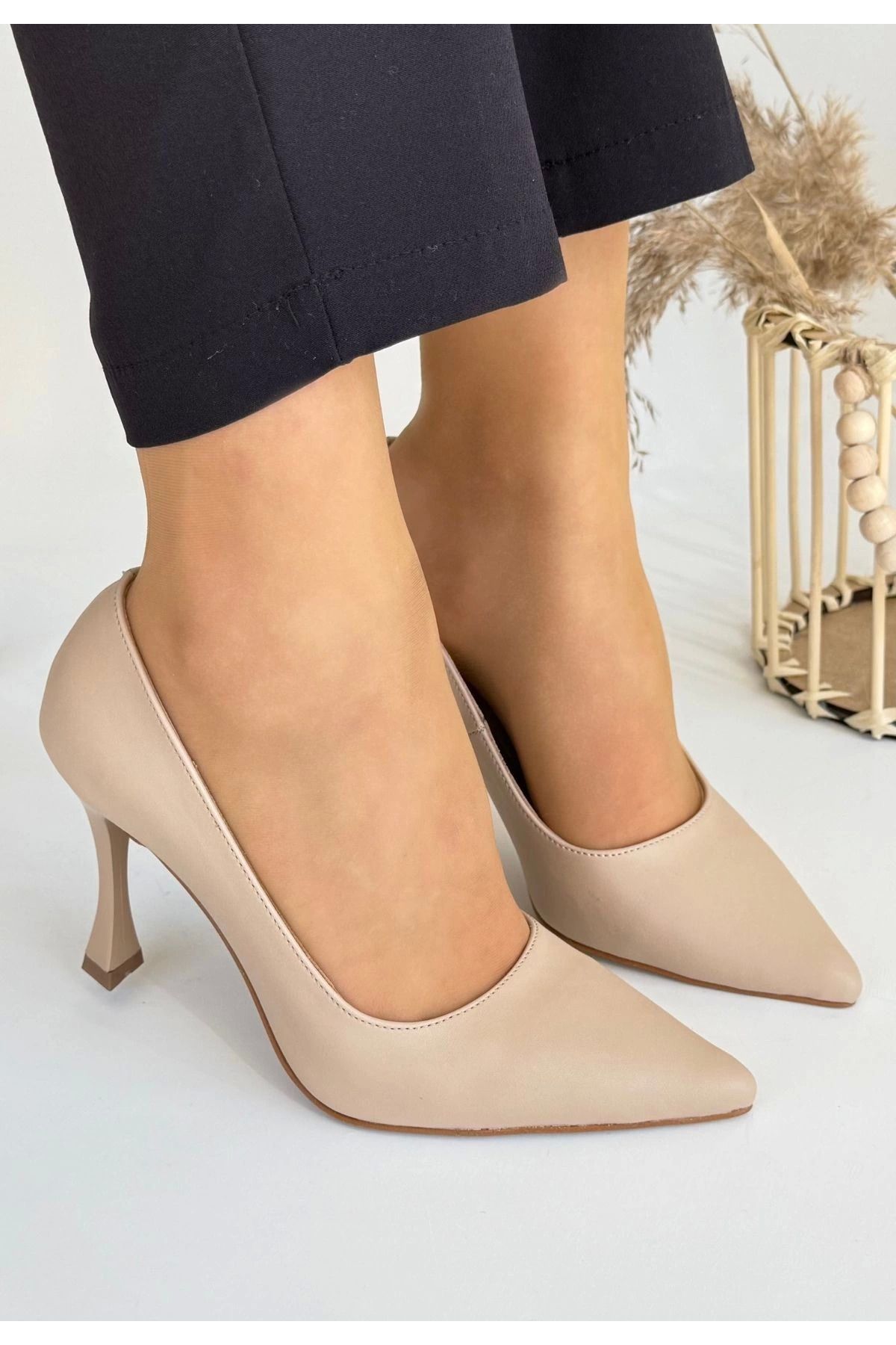 Shop58 Konta Nude Cilt Topuklu Ayakkabı