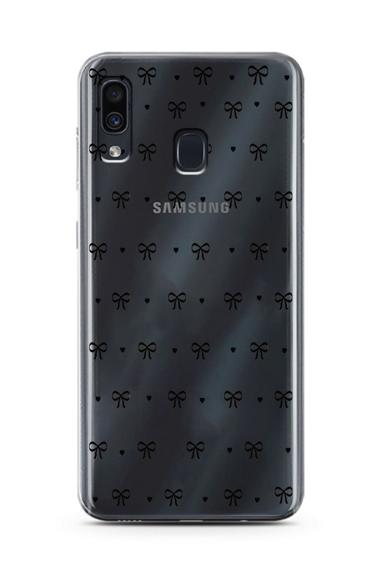 moonset Samsung Galaxy A20 / A30 Uyumlu Kurdele Tasarımlı Baskılı Şeffaf Telefon Kılıfı