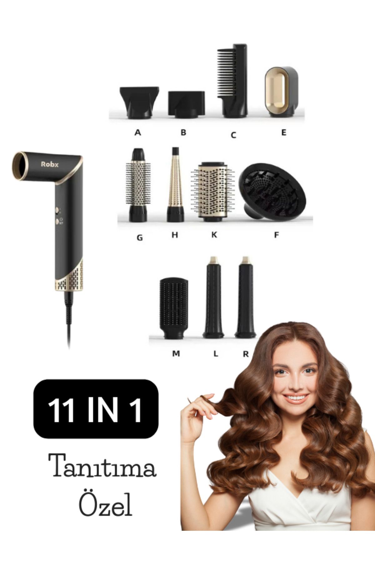 ROBX 818 Airwrap 11 In 1 Saç Şekillendirme Ve Kurutma Çok Fonksiyonlu Ultra Set