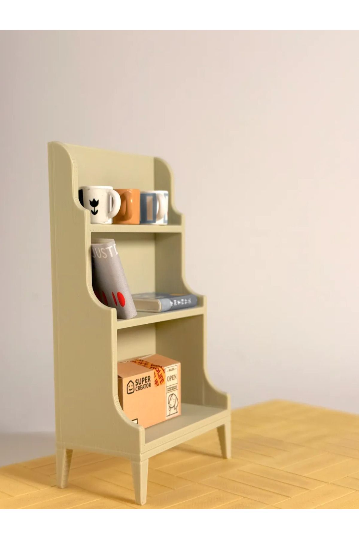 CharmFancy-1/12 Scale Open Shelf Bookcase Miniature Diorama Ware Accessory 3
