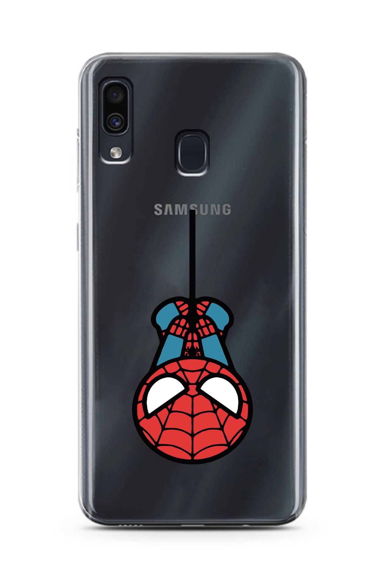 moonset Samsung Galaxy A20 / A30 Uyumlu Örümcek Tasarımlı Baskılı Şeffaf Telefon Kılıfı