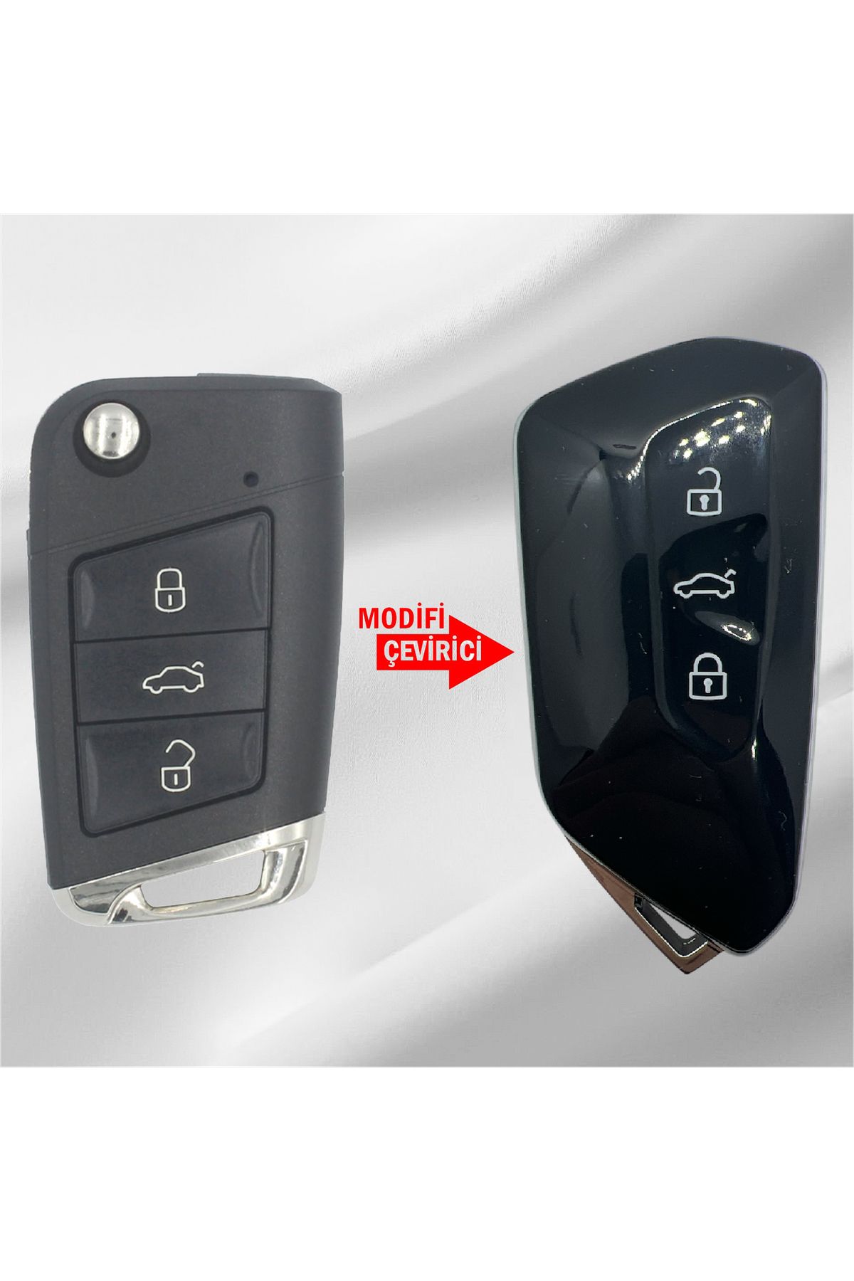Luxe Aksesuarr Volkswagen Golf-Jetta Skoda Oktavia super b Sea Leon (Smart) Çevirici - dönüşüm Kumanda Kabı 3 Buton