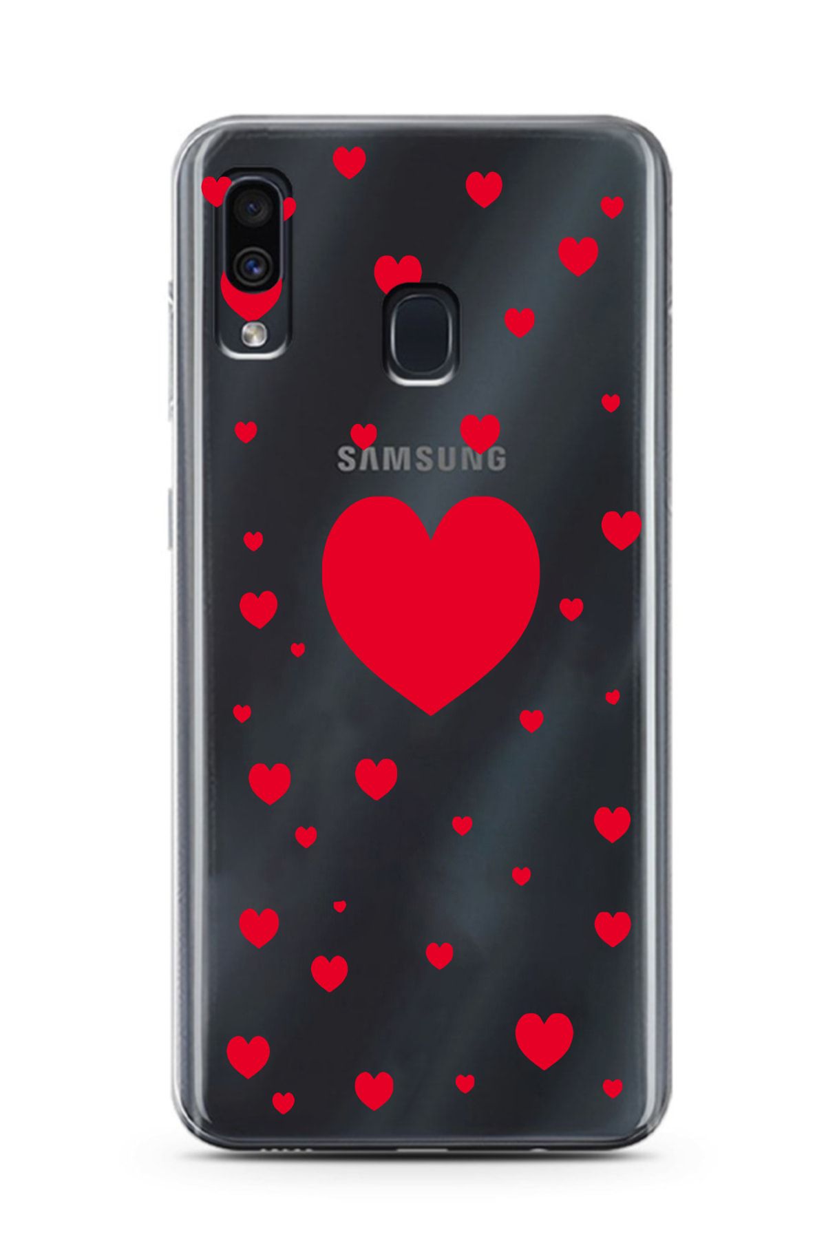 moonset Samsung Galaxy A20 / A30 Uyumlu Kalpler Tasarımlı Baskılı Şeffaf Telefon Kılıfı