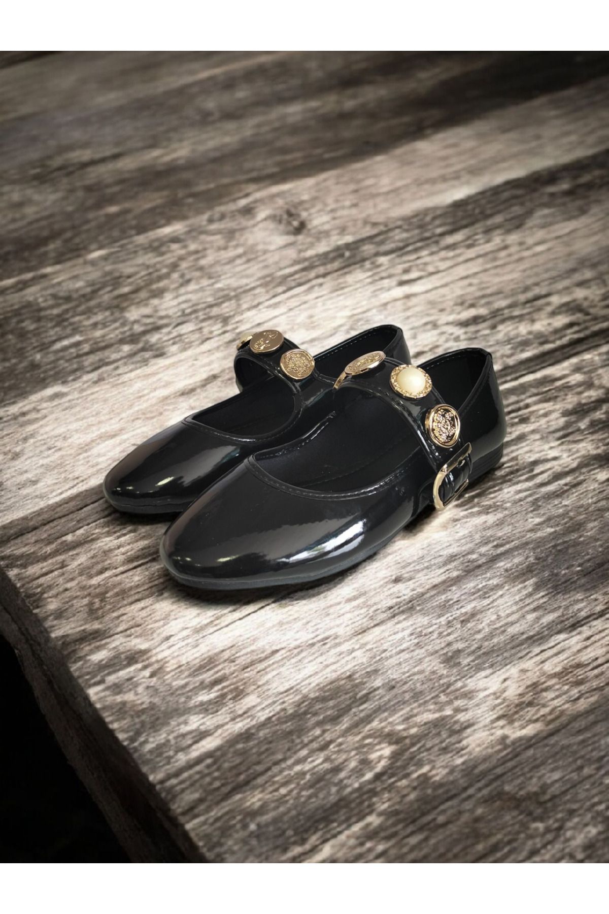 Shoes Siyah rugan balerin