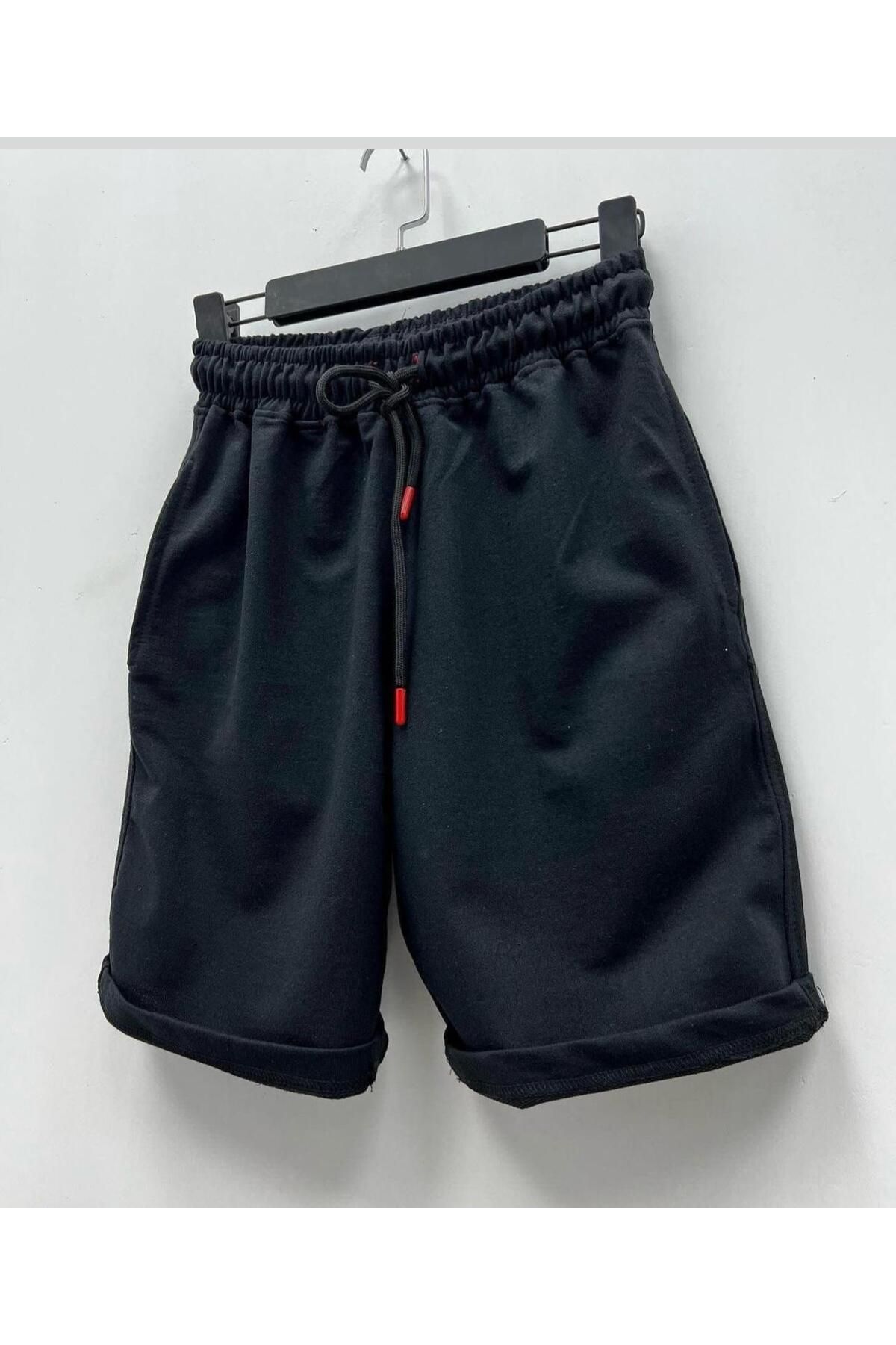woonkey UNISEX BEL LASTİKLİ SİYAH YAZLIK TREND ŞORT
