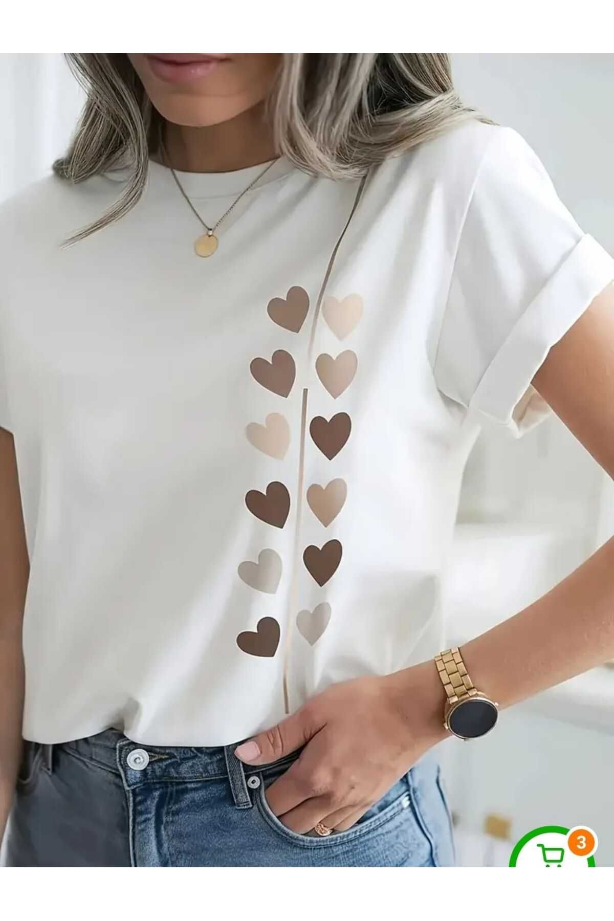 TekTarzz Unisex Kalp Yolu Baskılı Tasarım Tshirt
