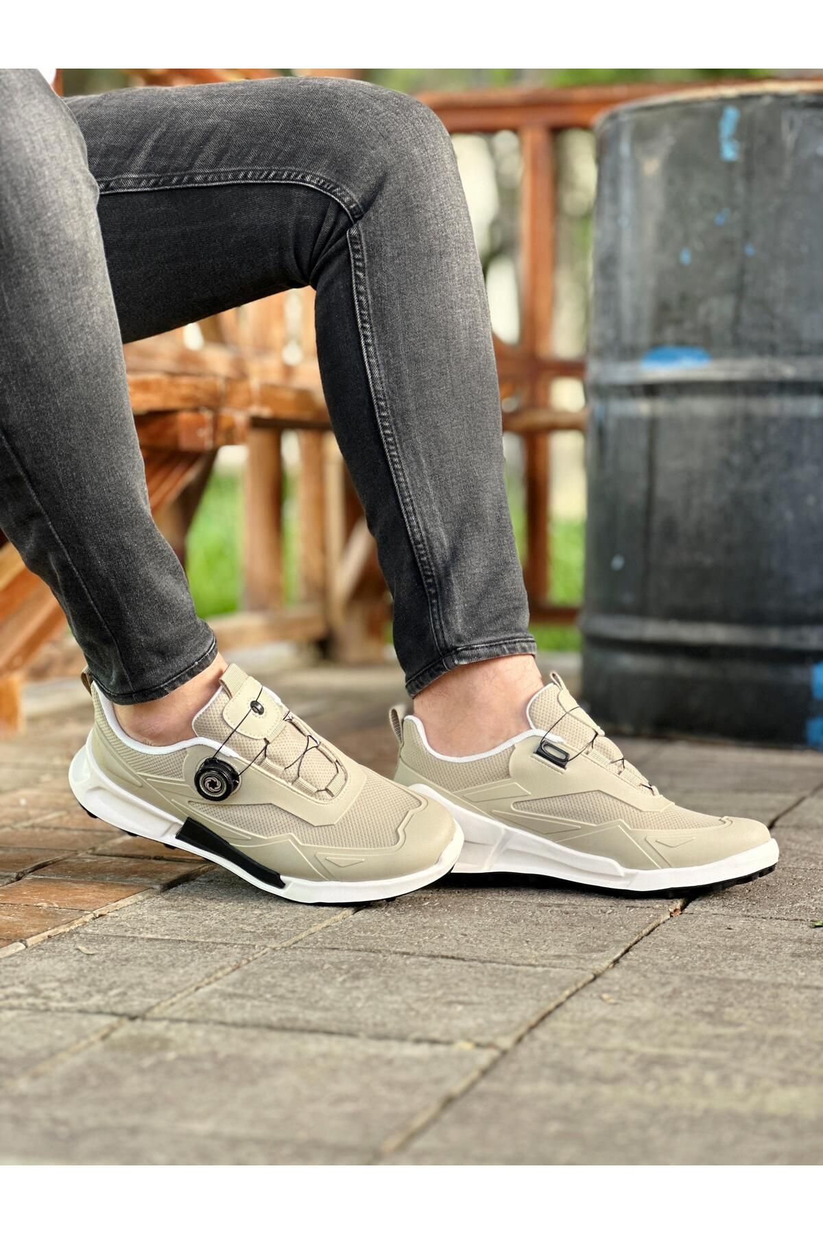 ByItallanoshoes BEİGE KONDAR 0067 HAKİKİ DERİ GÜNLÜK ERKEK SNEAKER BEJ