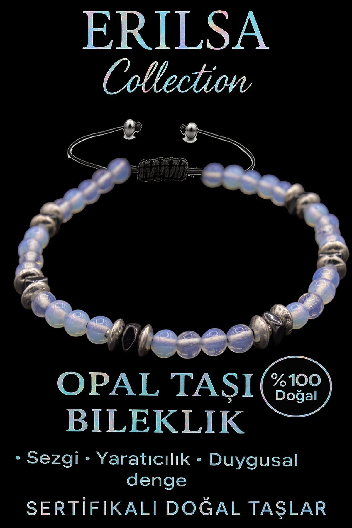 Erilsa Sertifikalı Fasetli AAA+ Terahertz ve Opal Taşı Bileklik – İnce Model Yaratıcı İlham