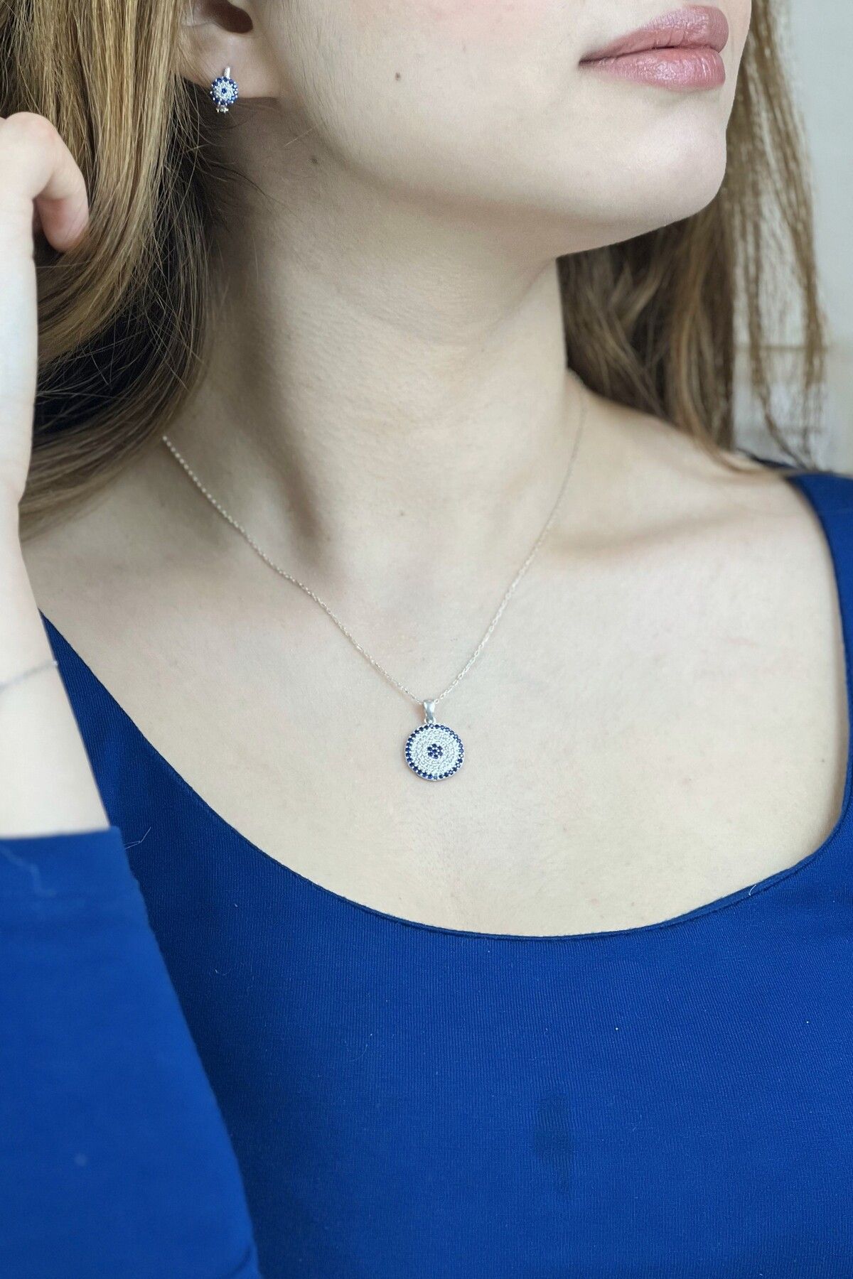 BEMUU STORE 925 Ayar Gümüş Nazar Boncuğu Kolye
