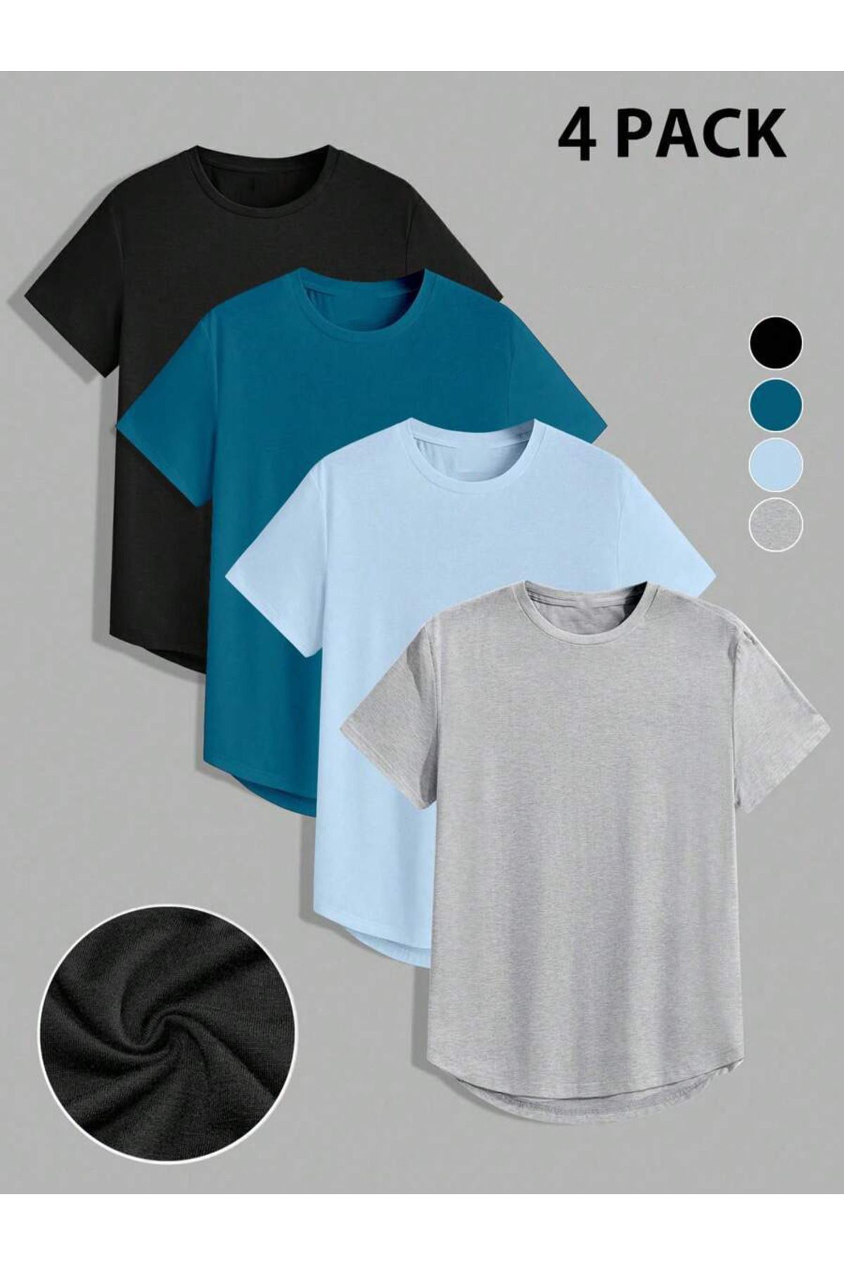 PAVRO Oversize Tshirt 4 parça DÜZ Çok Renkli tişört