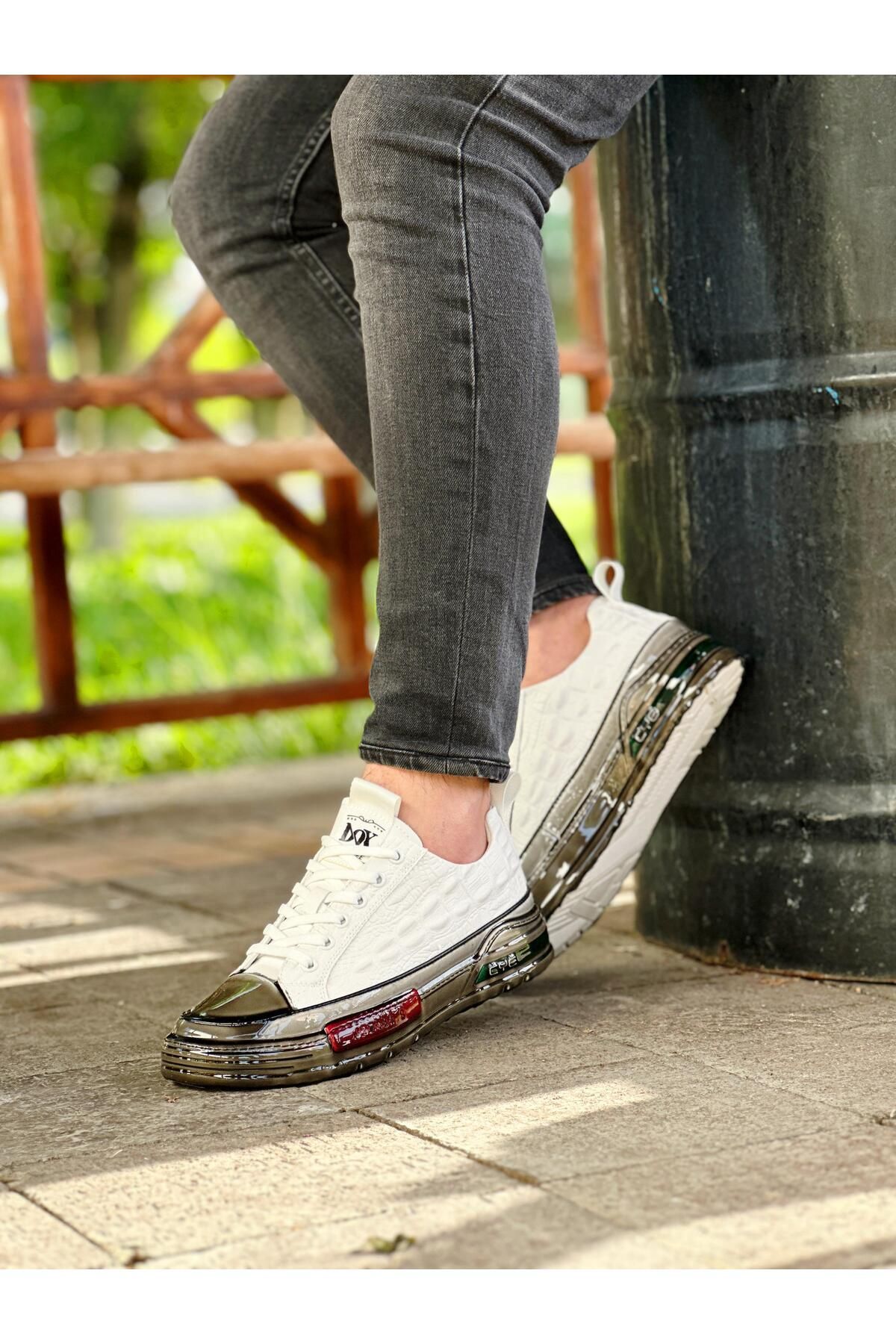 ByItallanoshoes WHİTE GİON 0066 HAKİKİ DERİ AİR TABAN GÜNLÜK ERKEK SNEAKER BEYAZ
