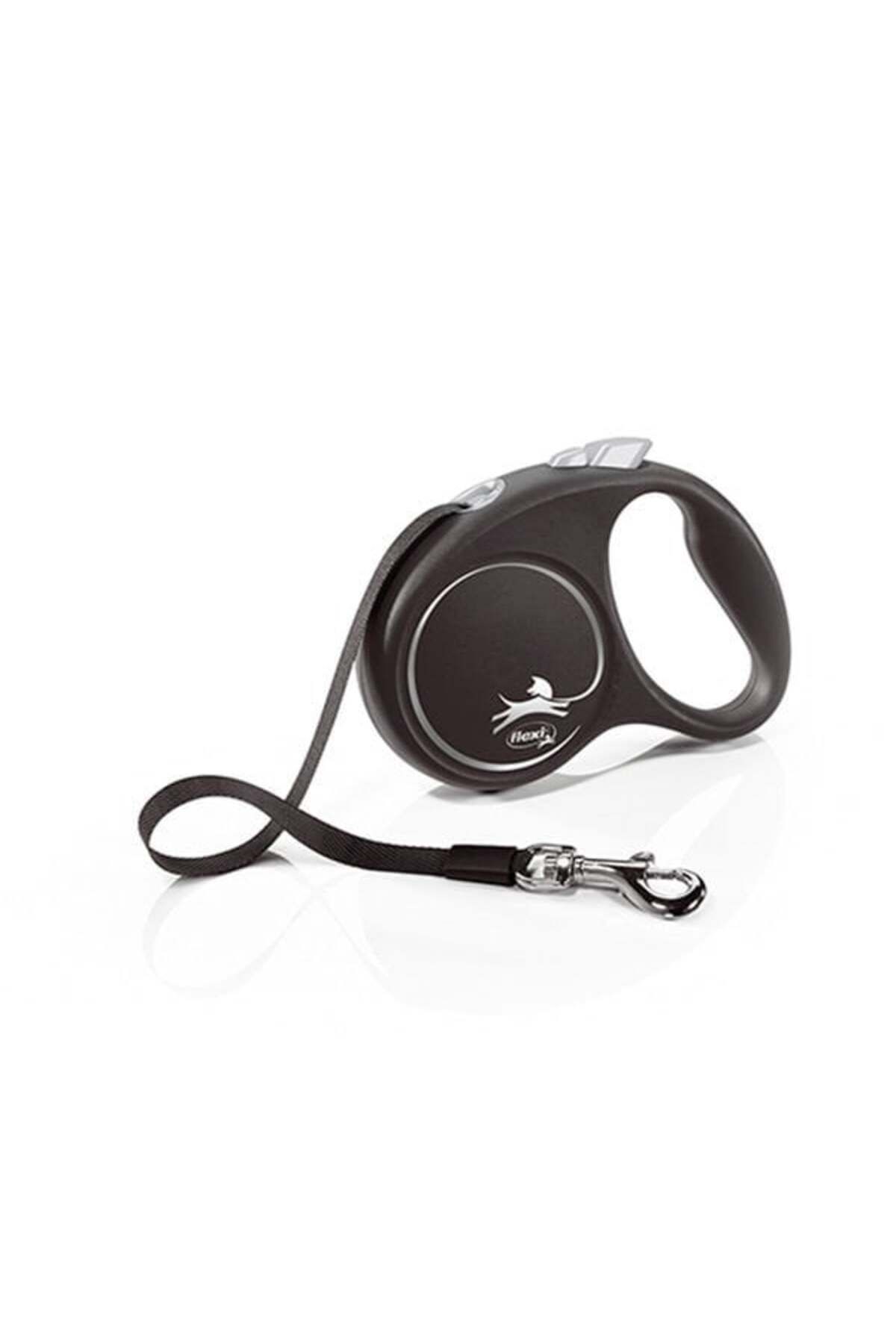 Orqinel Flexi Black Design Şerit Otomatik Köpek Gezdirme Tasması Siyah Medium 5 Mt