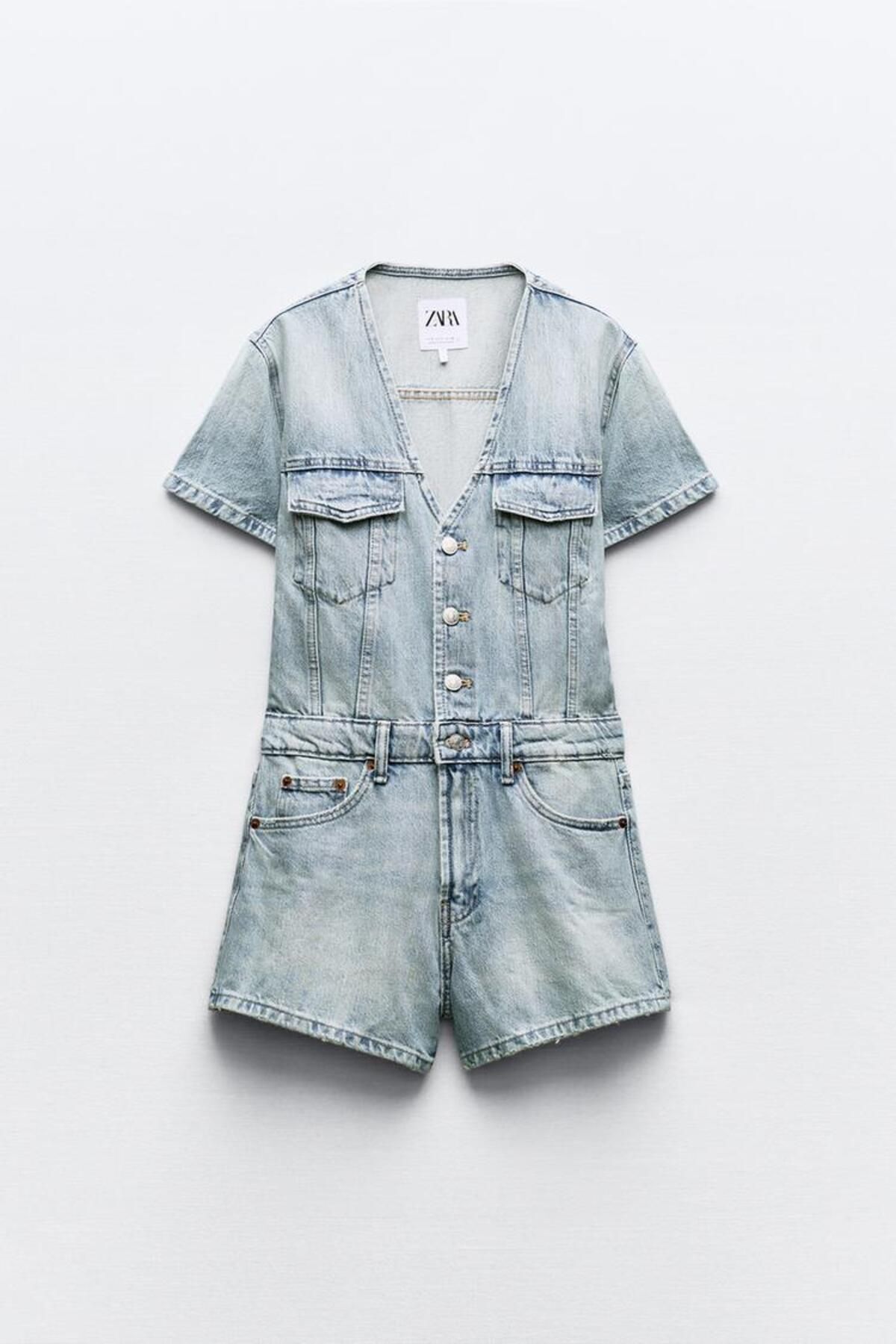 Butik ALLBUCKS ZARA, Kısa Kollu Şort Denim Tulum ABZRA1016