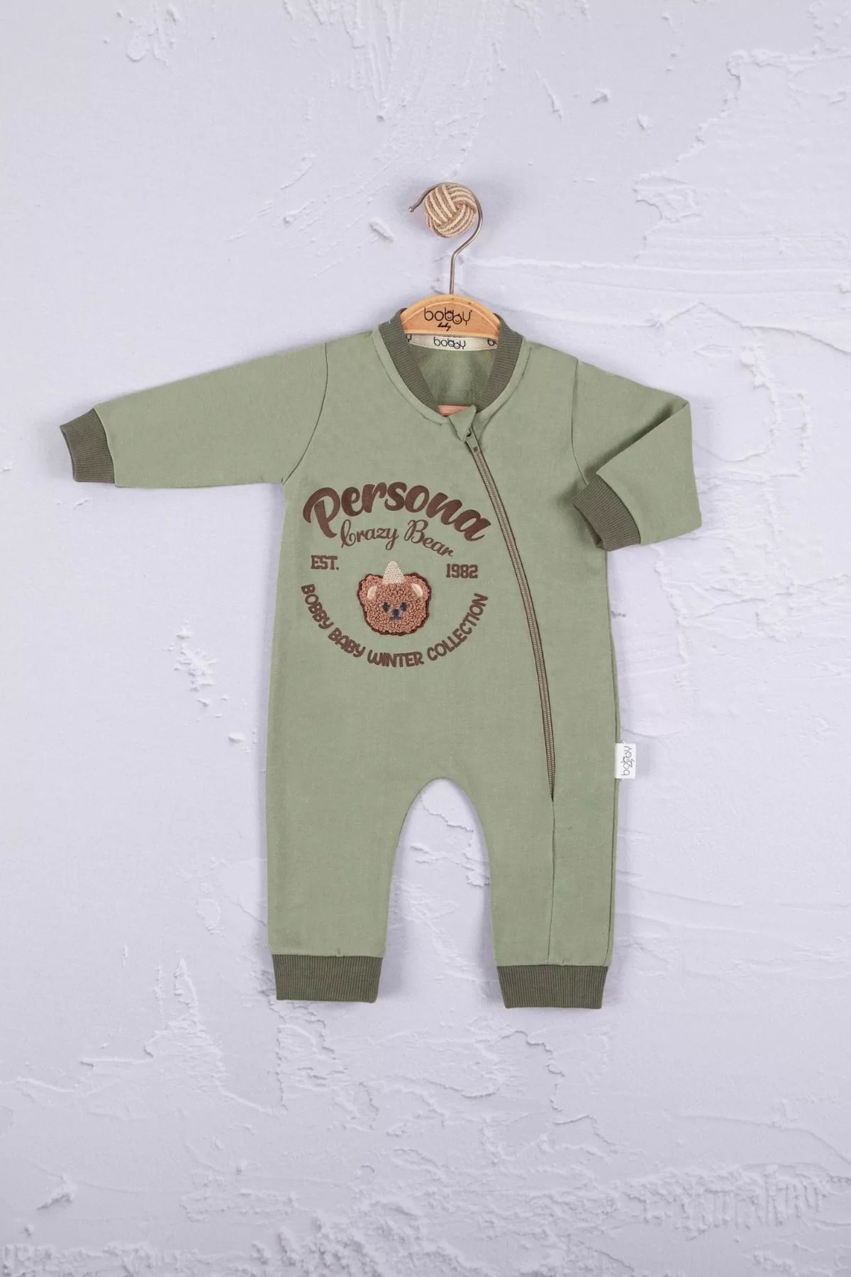 Shop58 Persona Bear Nakışlı % 100 Pamuk Erkek Bebek Tulum